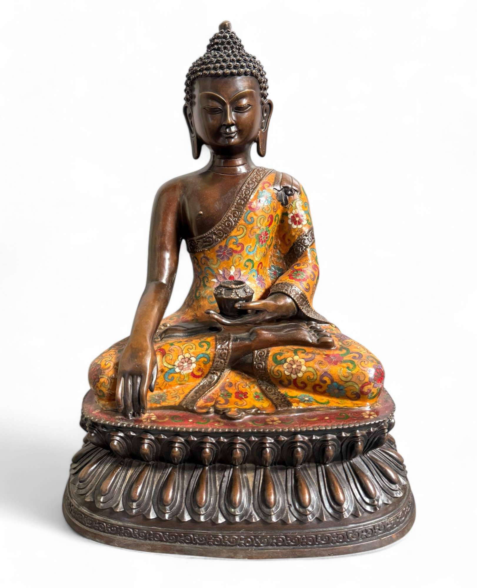 Cloisonné Buddha Figur Bronze Siddharta - 43,5 cm groß