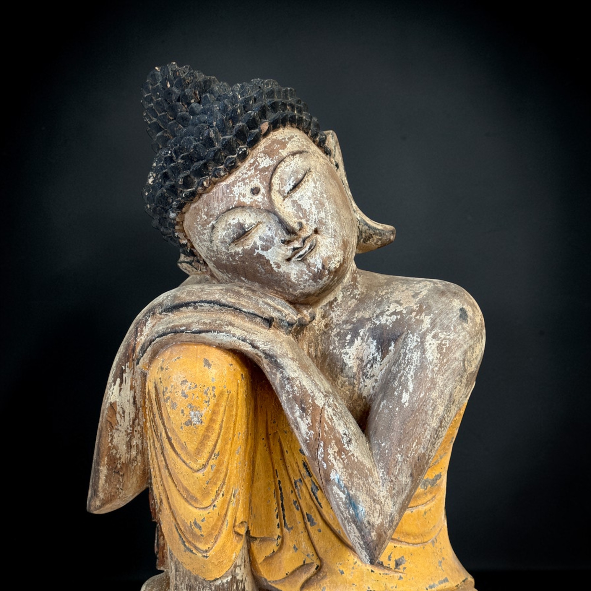 Ruhende Holz Buddha Figur - Relax - 53 cm groß