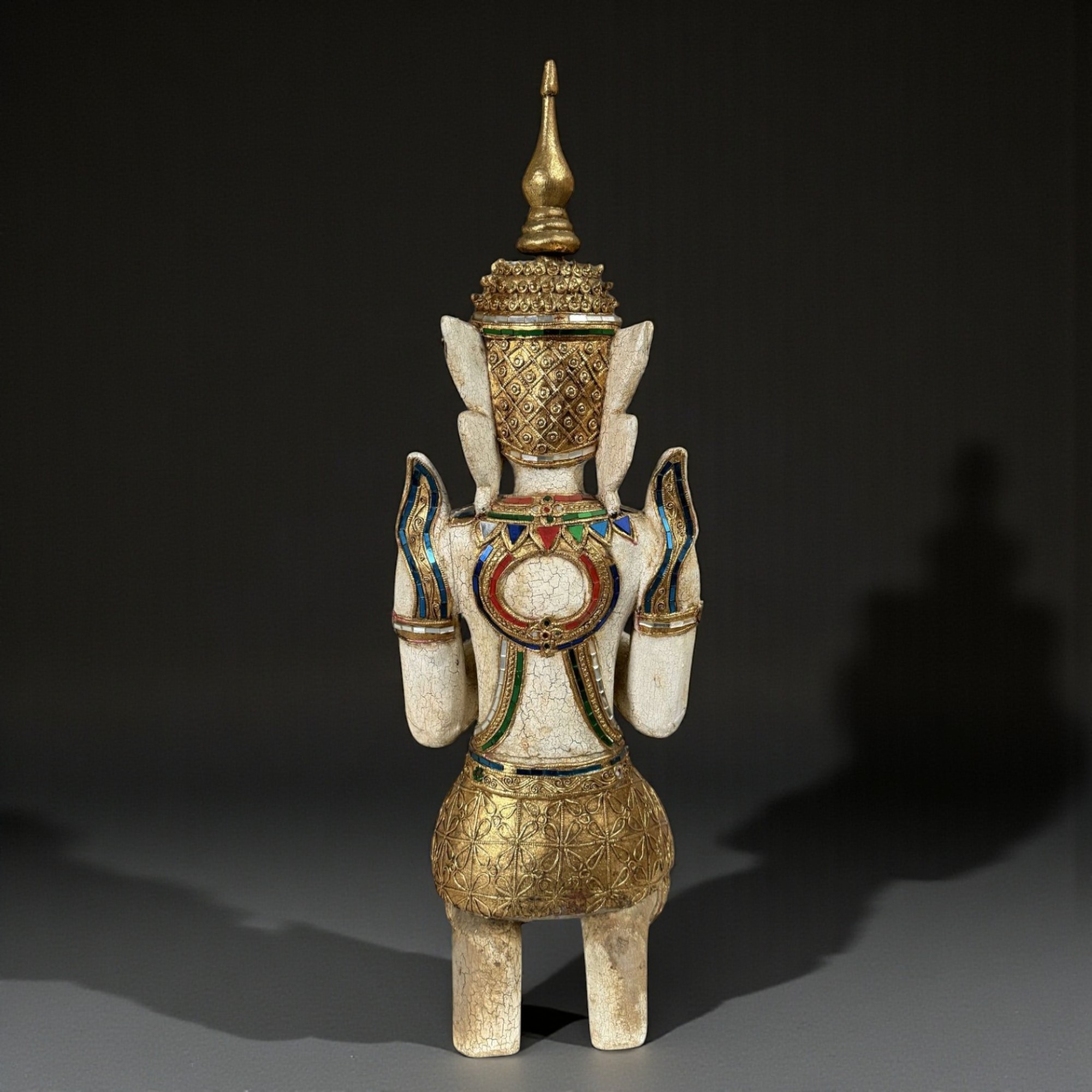 Thailändischer Tempelwächter mit Blattgold - 77 cm