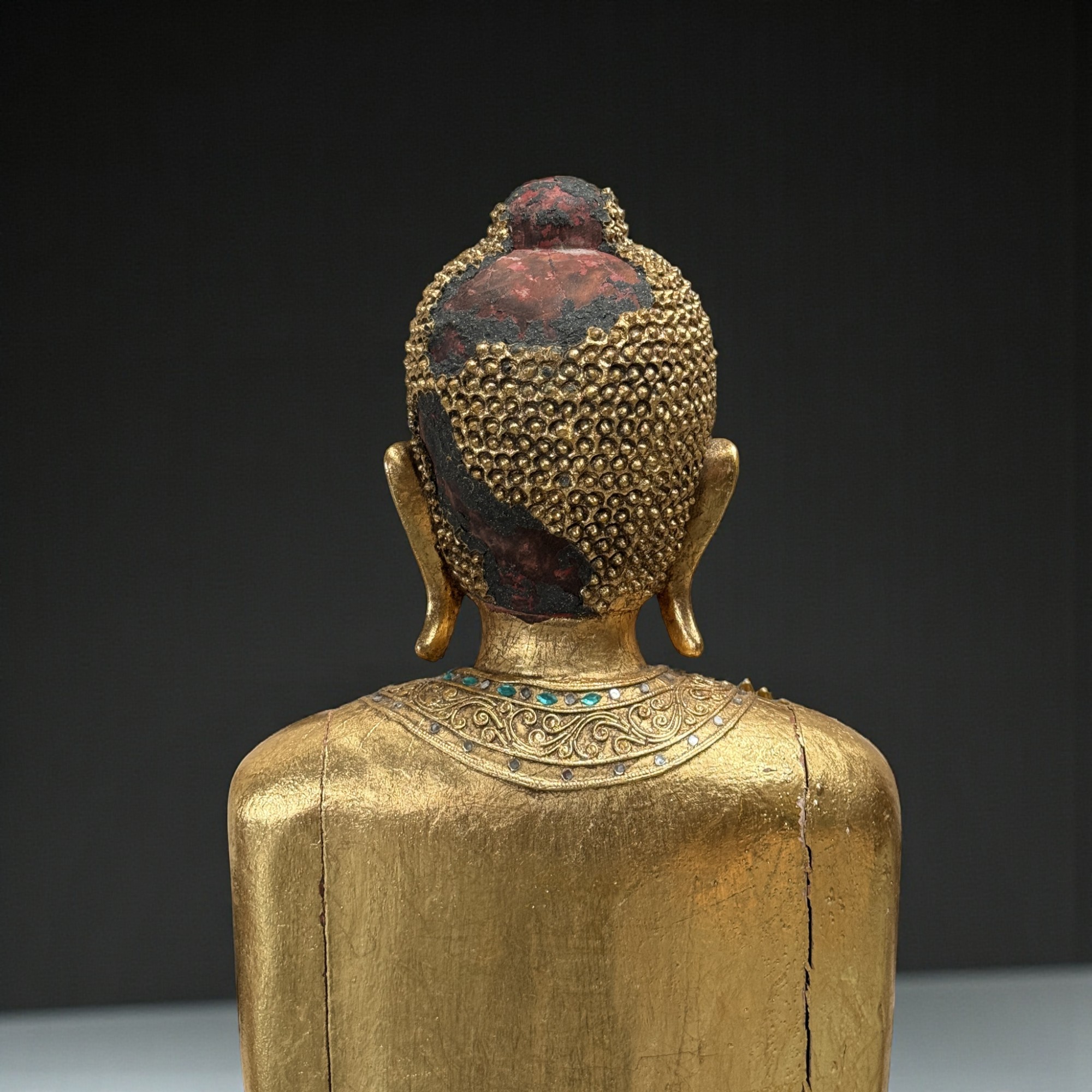 Holz Buddha Statue Thailand blattvergoldet 110 cm groß