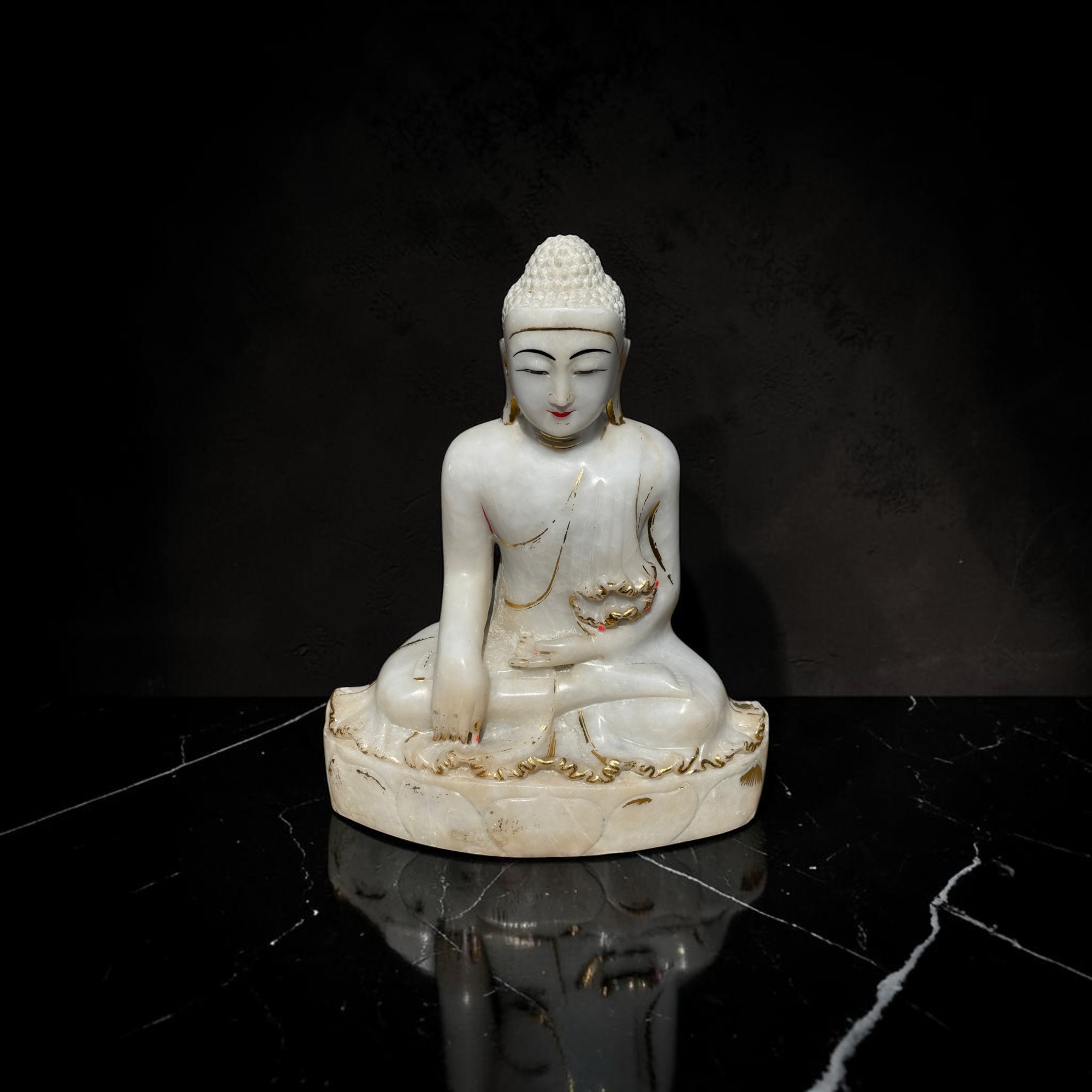 Marmor Buddha Statue Mandalay Burma Sammlernachlass - 54,5 cm