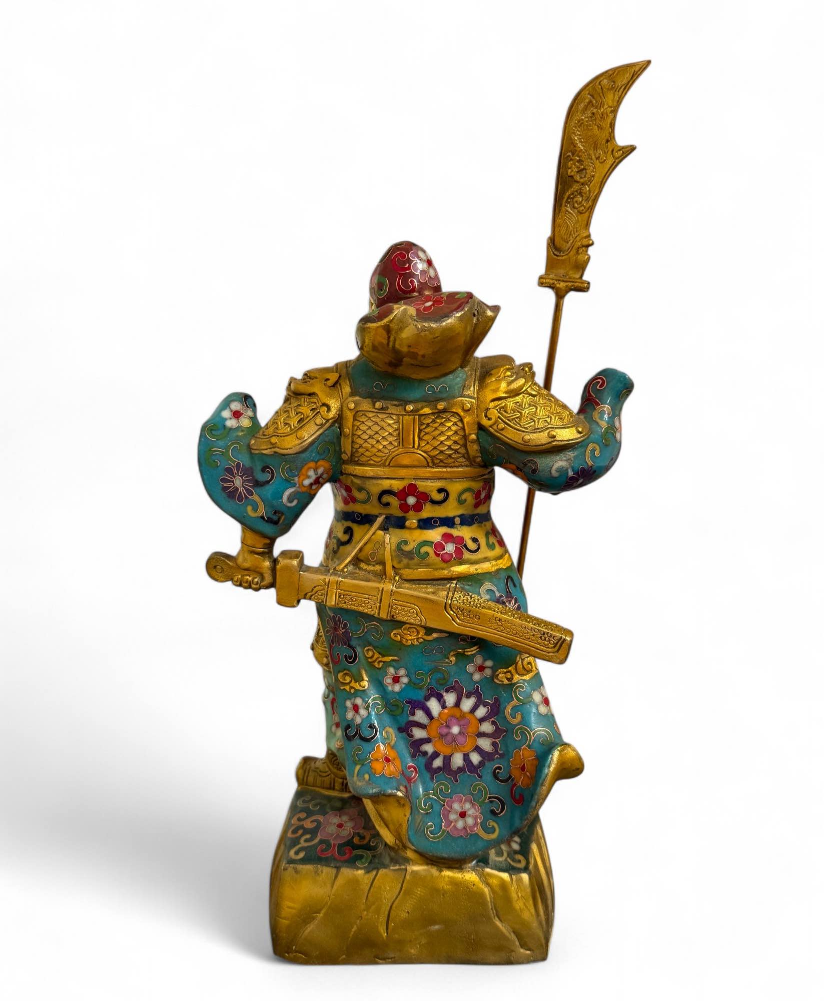 General Guan Yu China Bronze Krieger Figur Cloisonne Skulptur