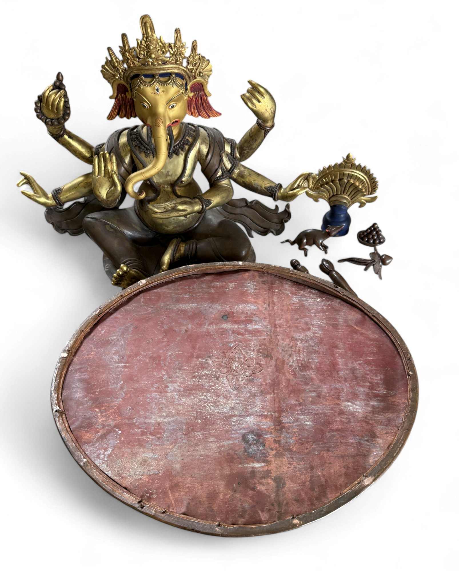 Große Ganesha Statue Bronze Skulptur aus Nepal - 67 cm