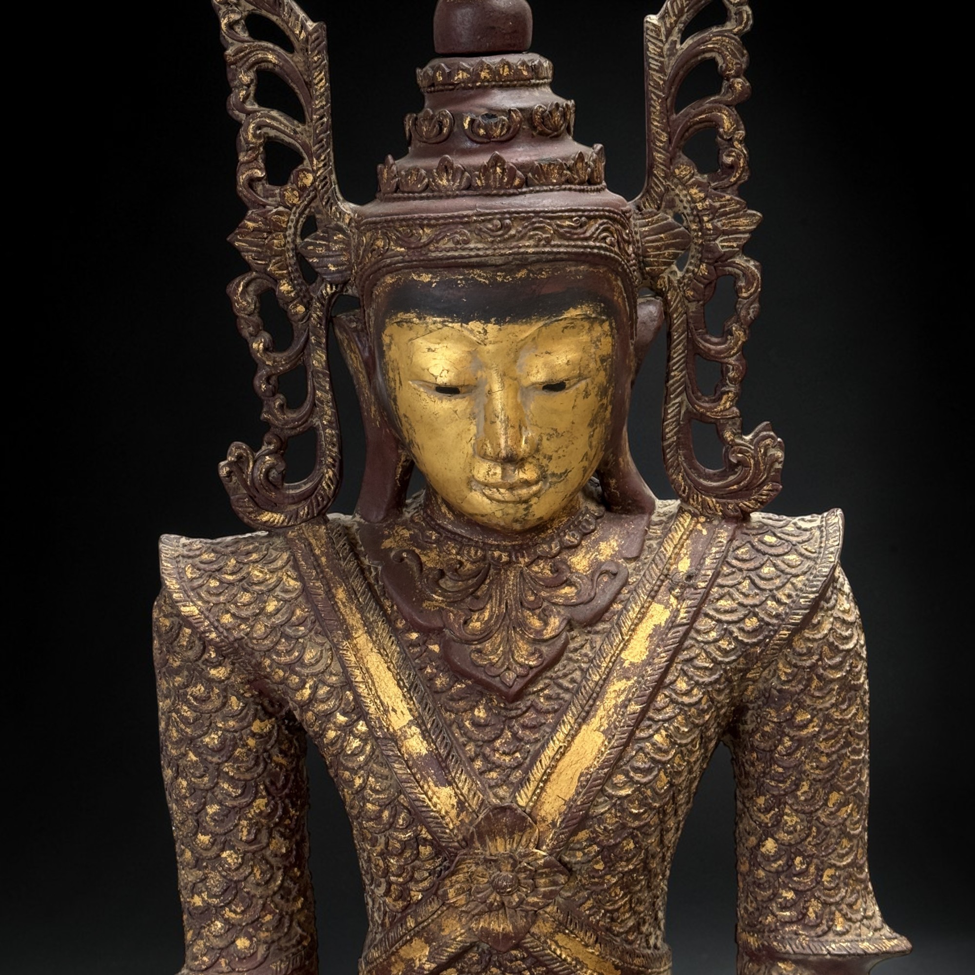 Burma Buddha Statue aus Lacquerware - 102 cm groß