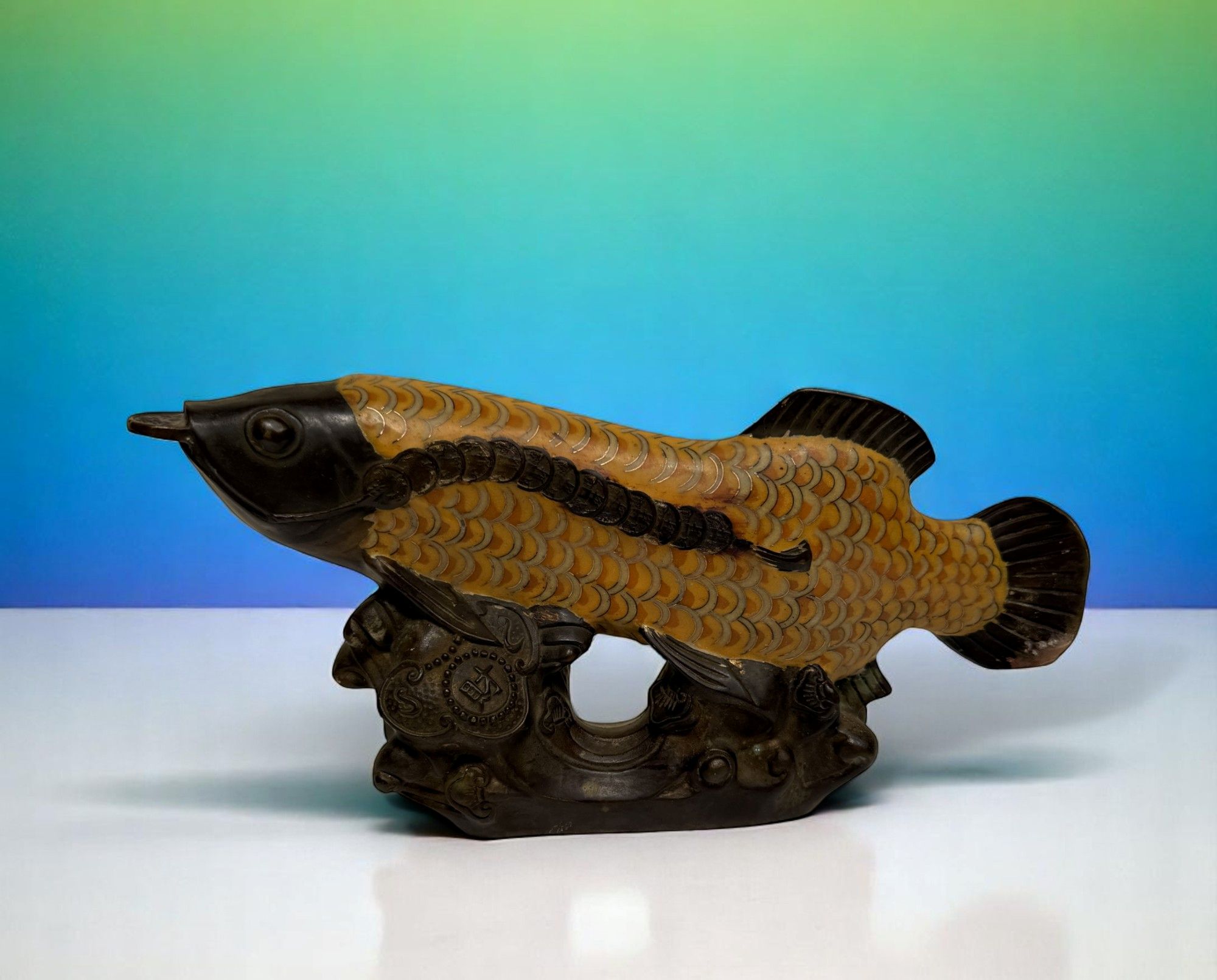 Koifisch Bronze Skulptur Cloisonne Figur Reichtumssymbol