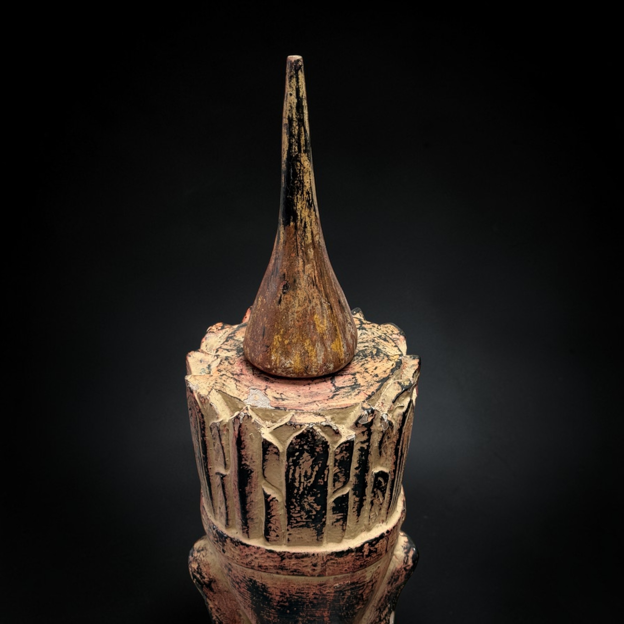 Königlicher Teakholz-Buddha Burma, 166 cm, 19. Jahrhundert – Seltene Herz-Mudra