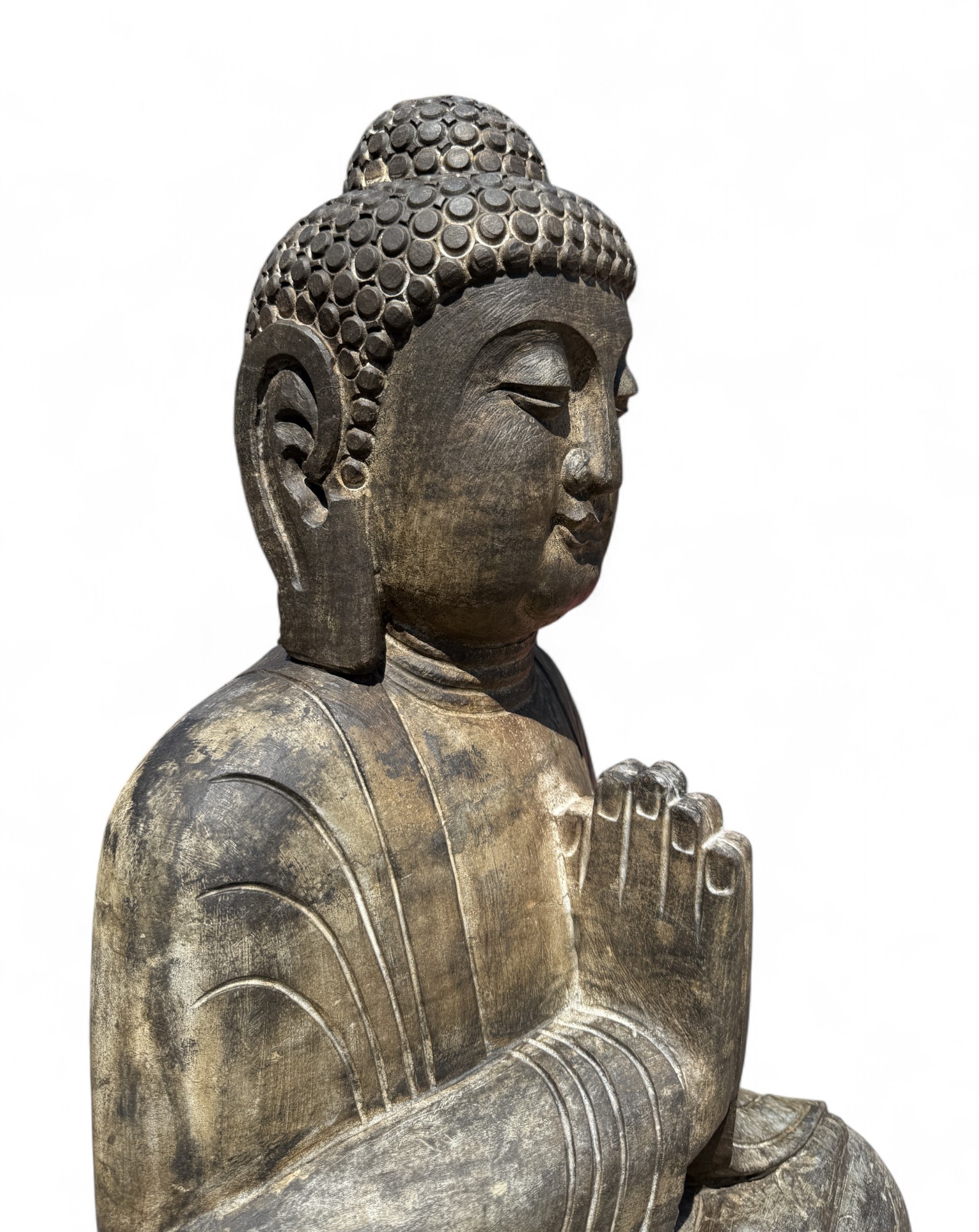 Buddha Garten Statue Naturstein Namaskar Mudra 81cm