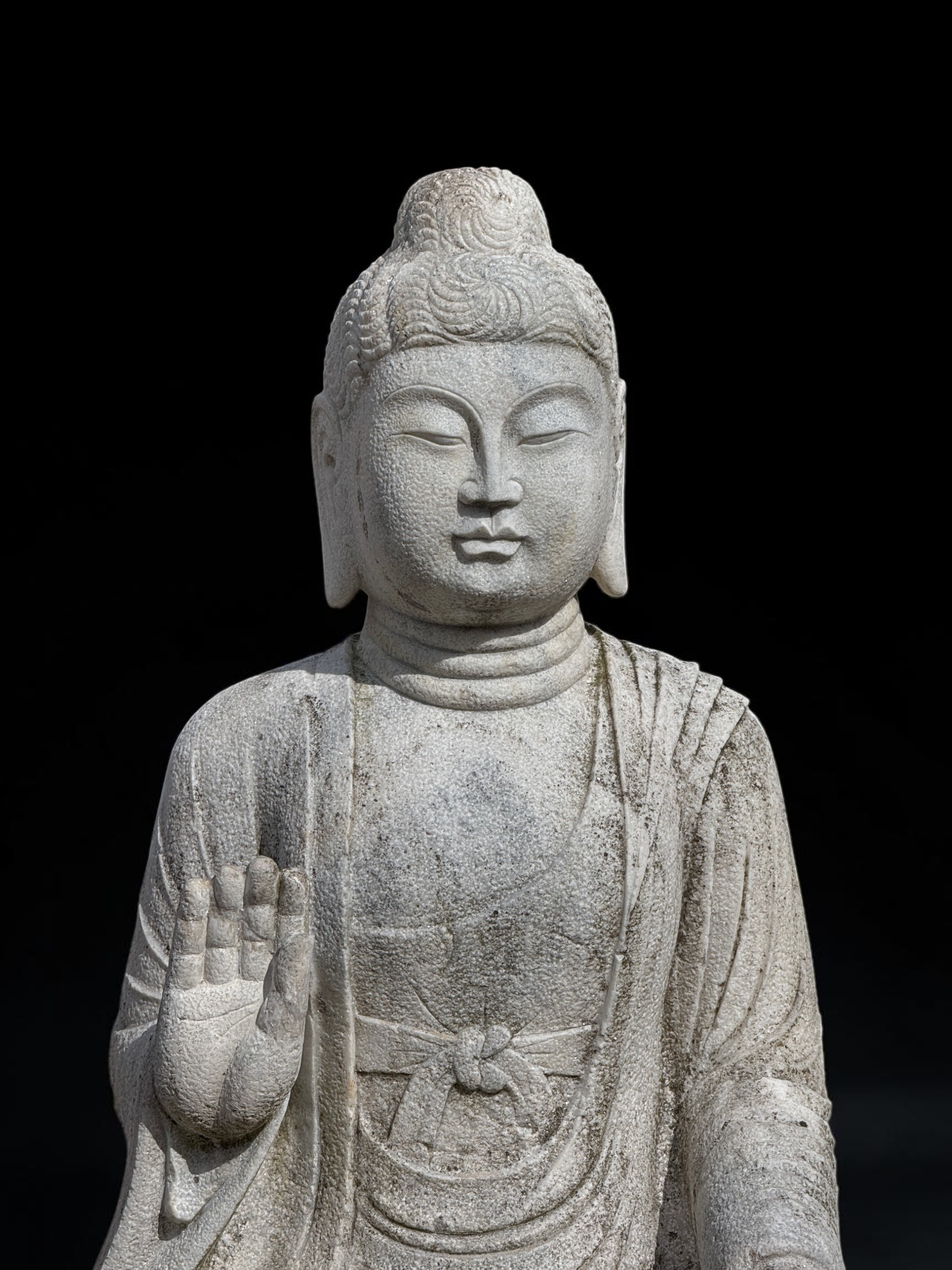 Große Garten Buddha Statue Marmorstein Schutzgeste 113cm Tibet-China