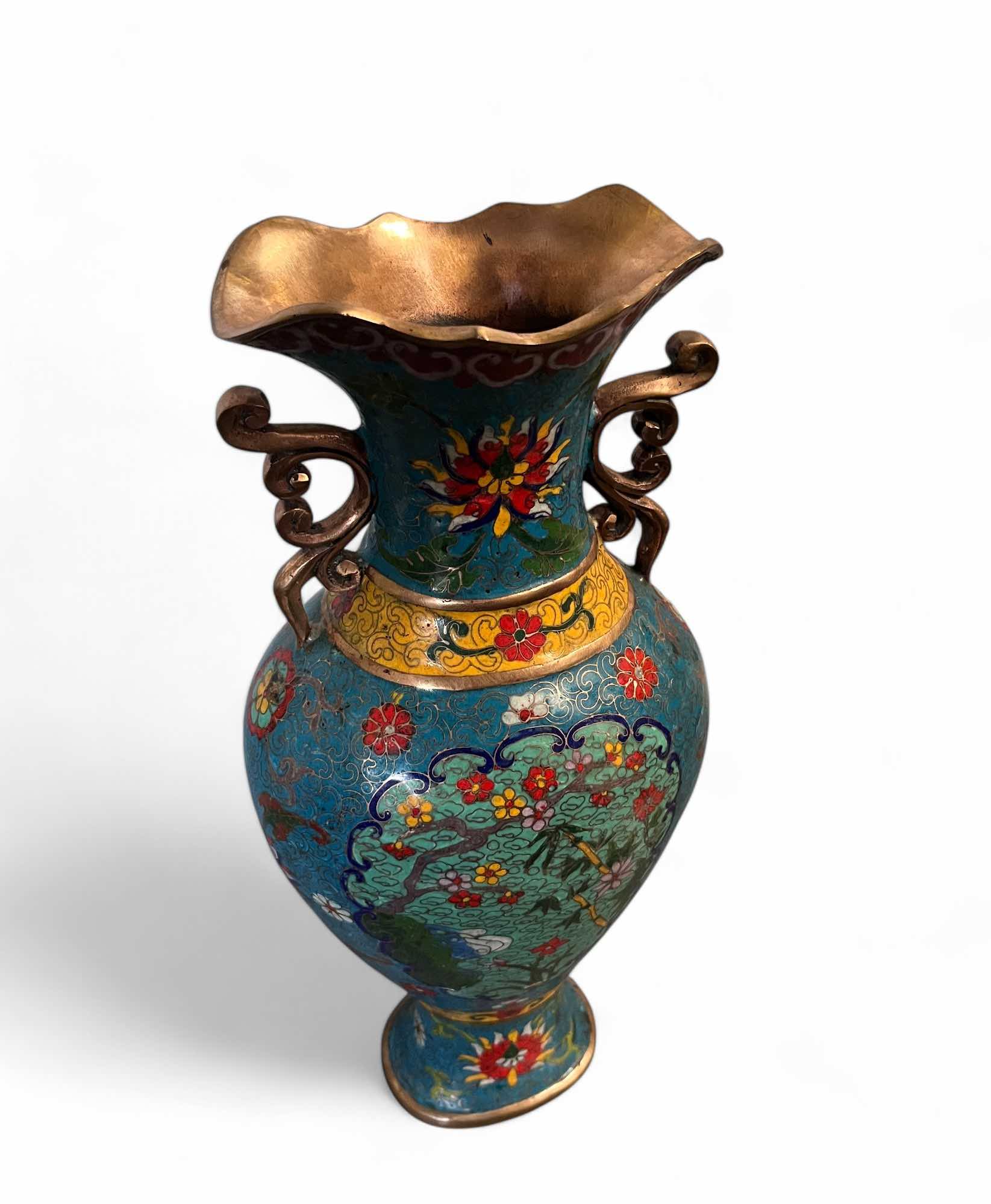 China Cloisonne Vase Bronze mit Markung