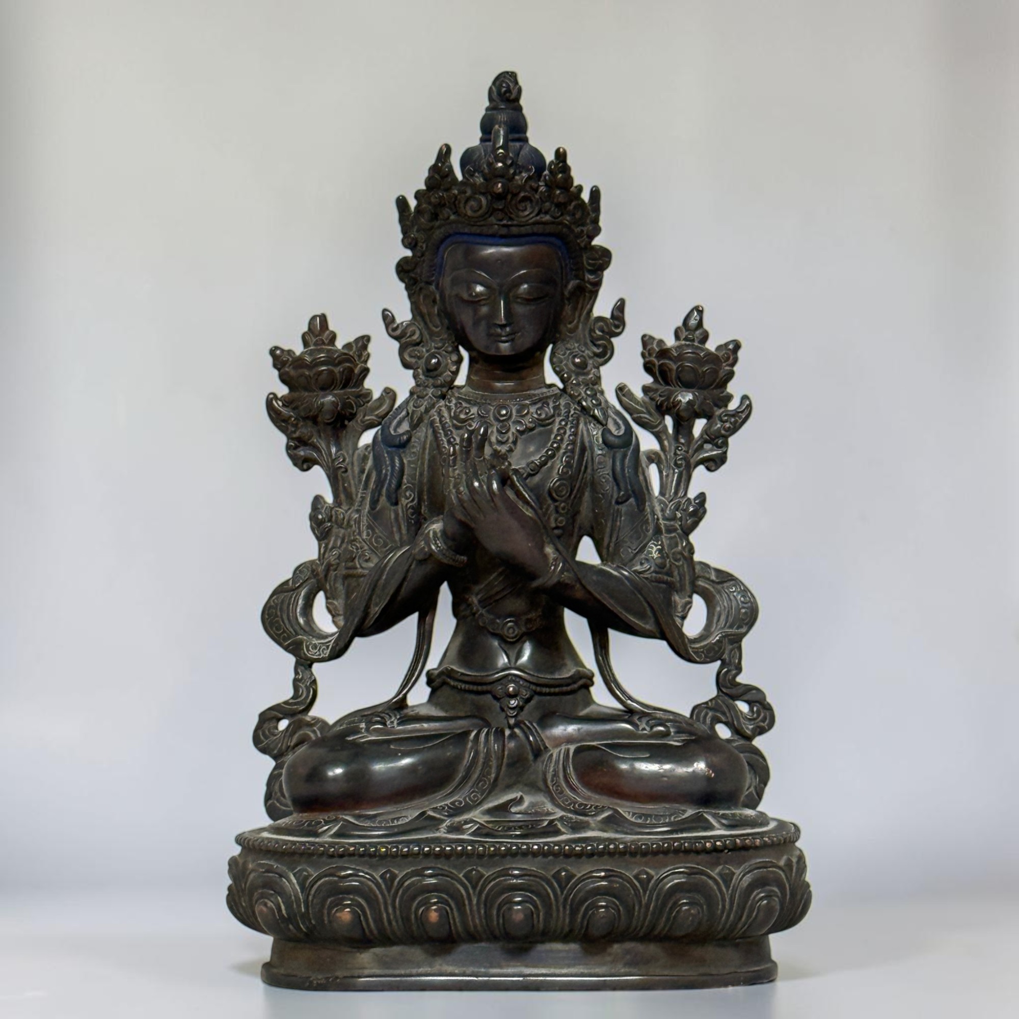 2-armige Prajnaparamita Figur alte Bronze Skulptur Nepal Statue Weisheit