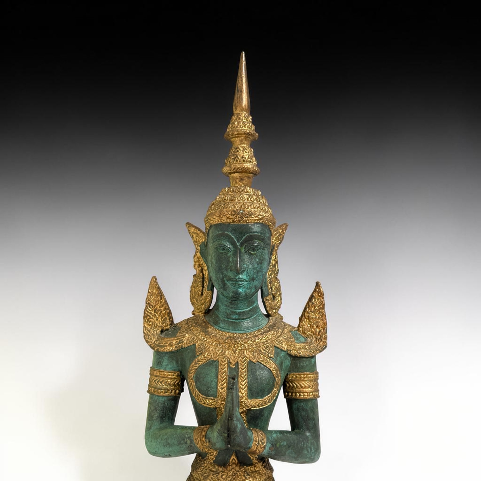 Bronze Teppanom Figur – Kniender Tempelwächter Thailand (41 cm, 2,8 kg)