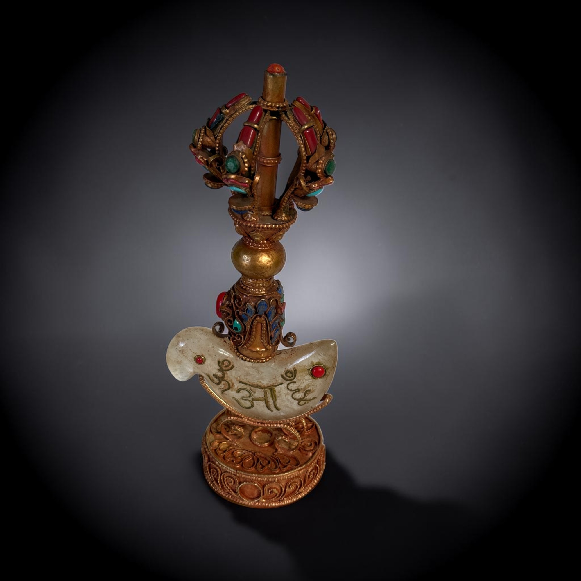 Tibetische Kartika mit Bergkristall Klinge und Vajra Griff 25,5cm