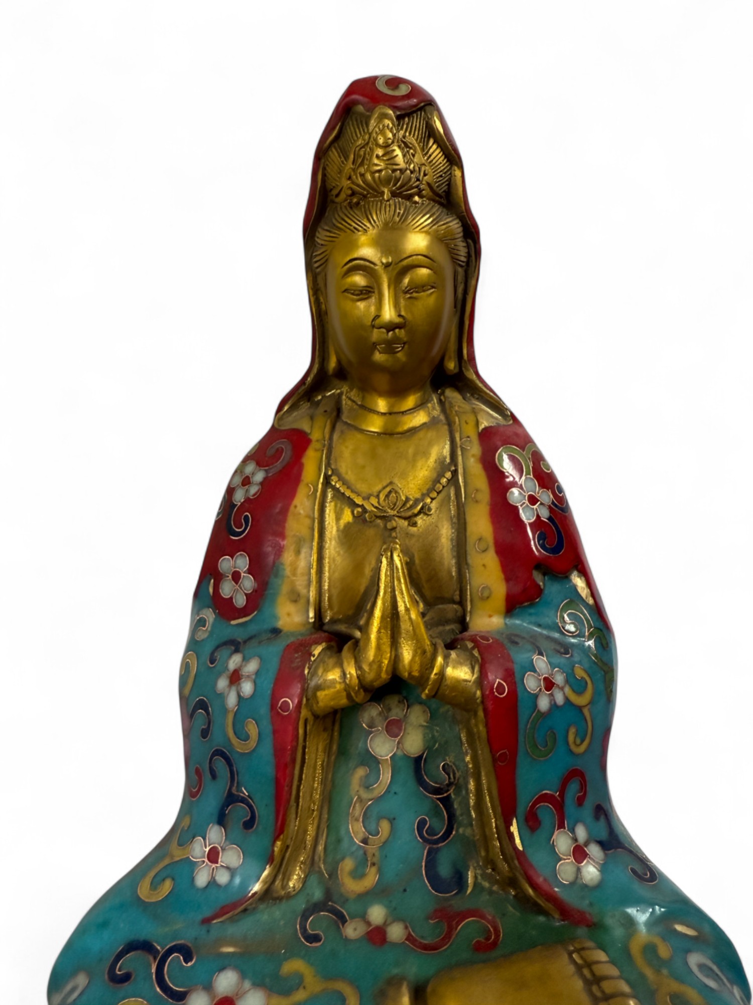Guanyin Bodhisattva Figur China – Bronze Cloisonné Kunst