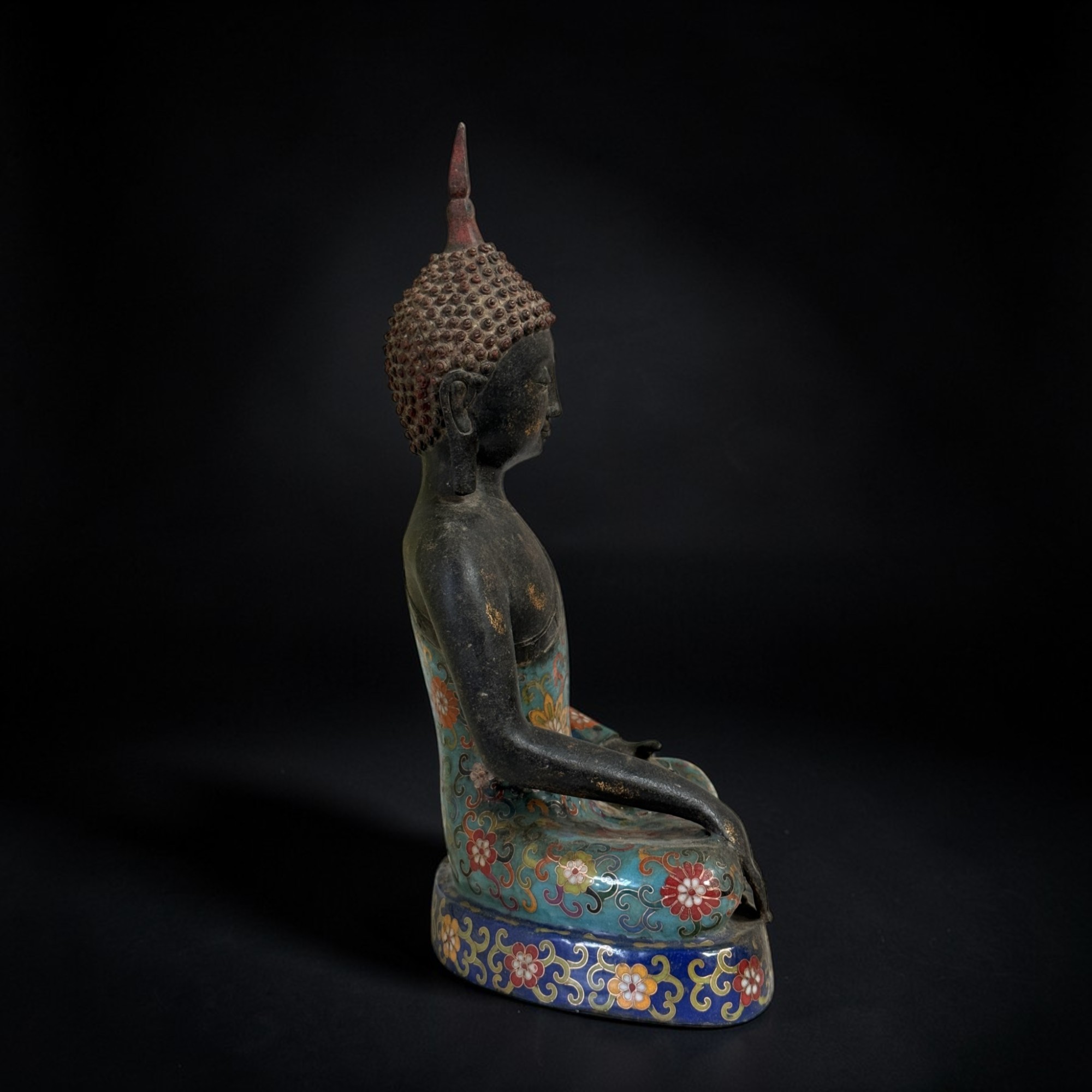 Buddha Figur Bronze Siddharta Gautama Cloisonne Skulptur 40 cm