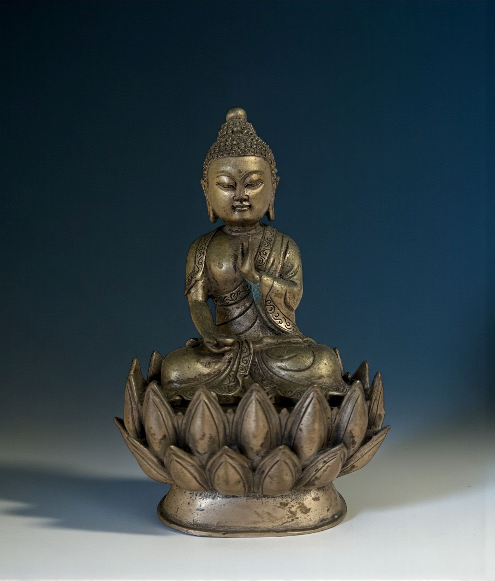 Buddha Figur Bronze 21 cm Tibet/China