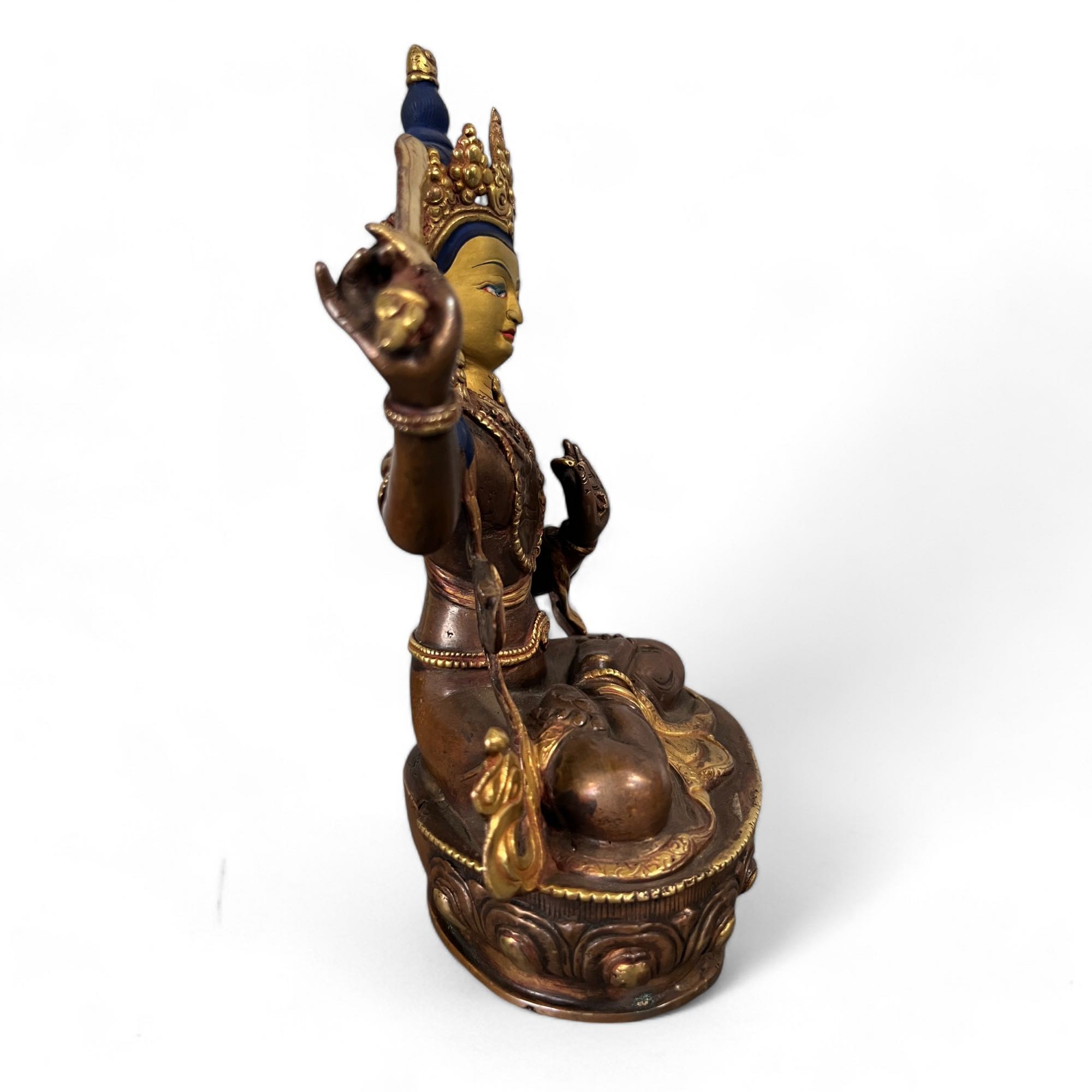Manjushri Buddha Figur aus Bronze - vergoldet