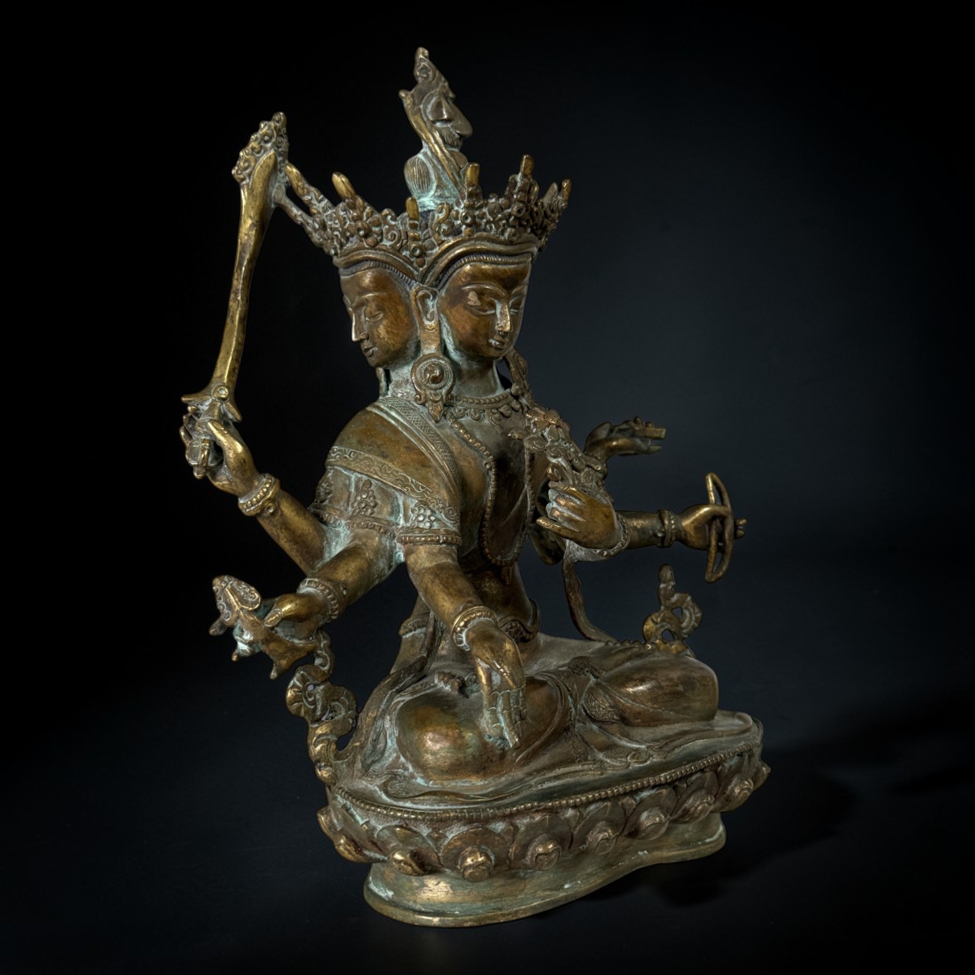 Maha Manjushri Bronze Skulptur – 24 cm – 2,12 kg – Sammlernachlass Wiesbaden