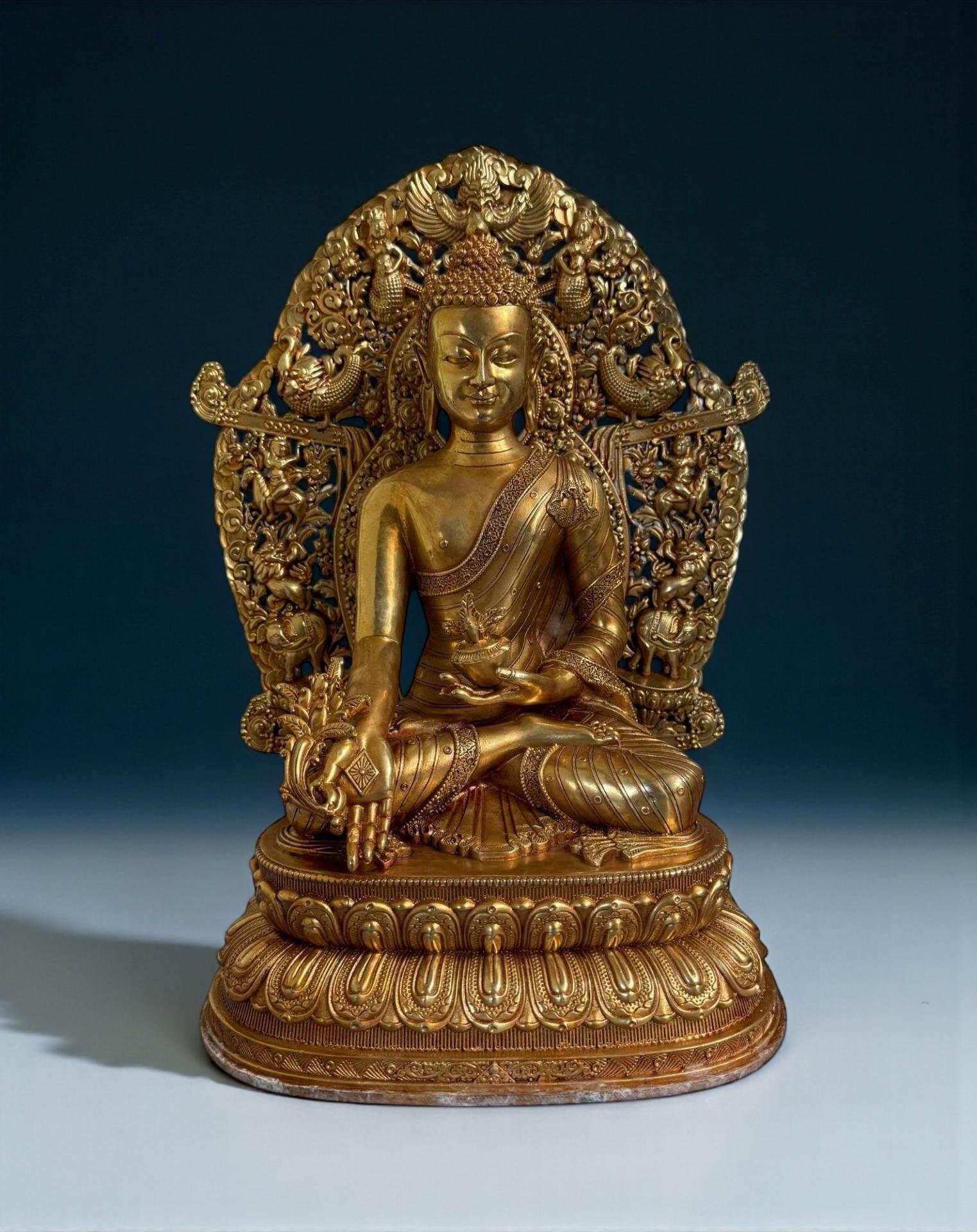 Medizin Buddha Figur Bronze Tibet China - 35 cm groß