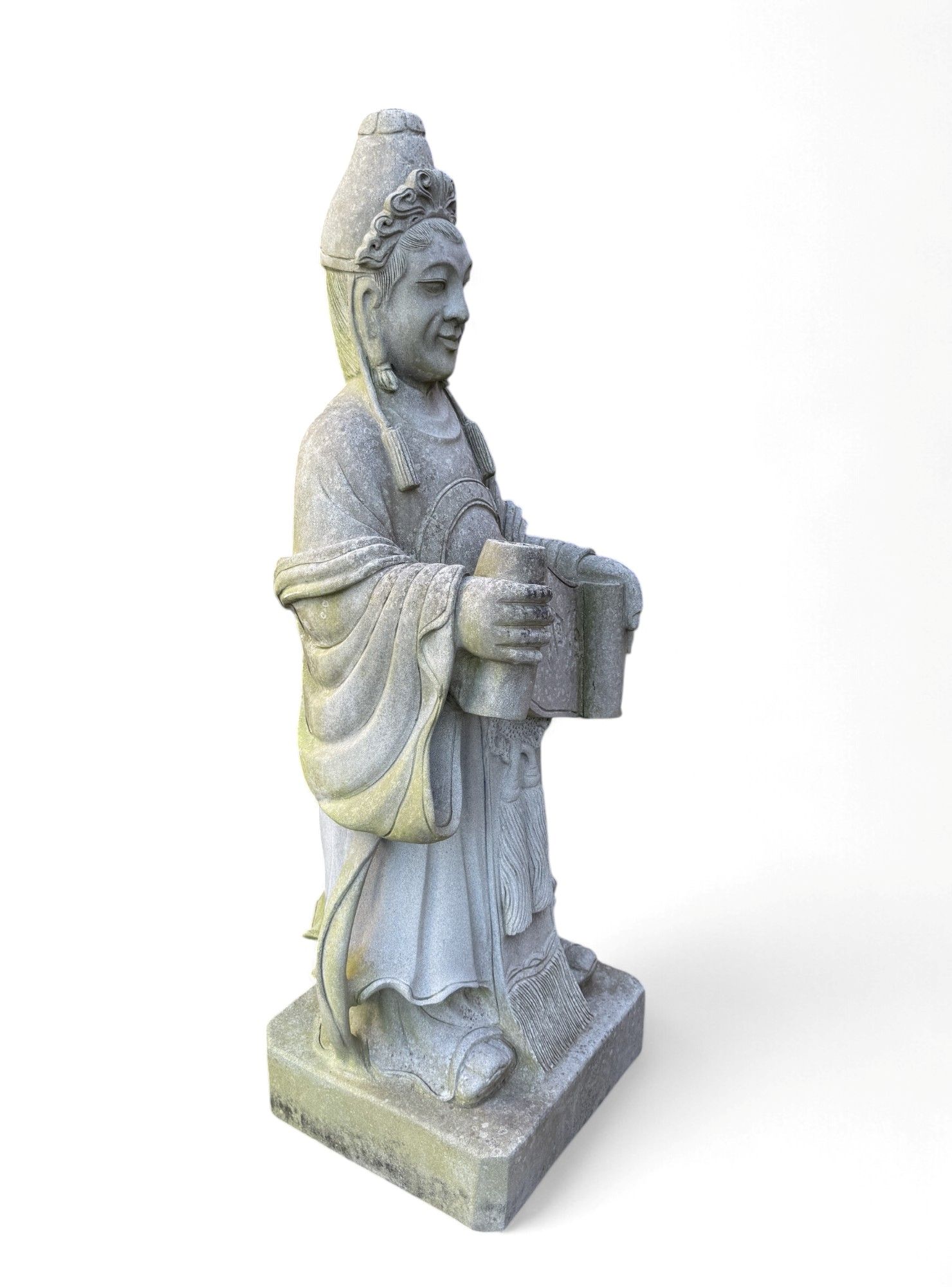 Naturstein Gelehrtenstatue aus China – 101 cm – Symbol für Bildung & Weisheit – 50 Jahre alt