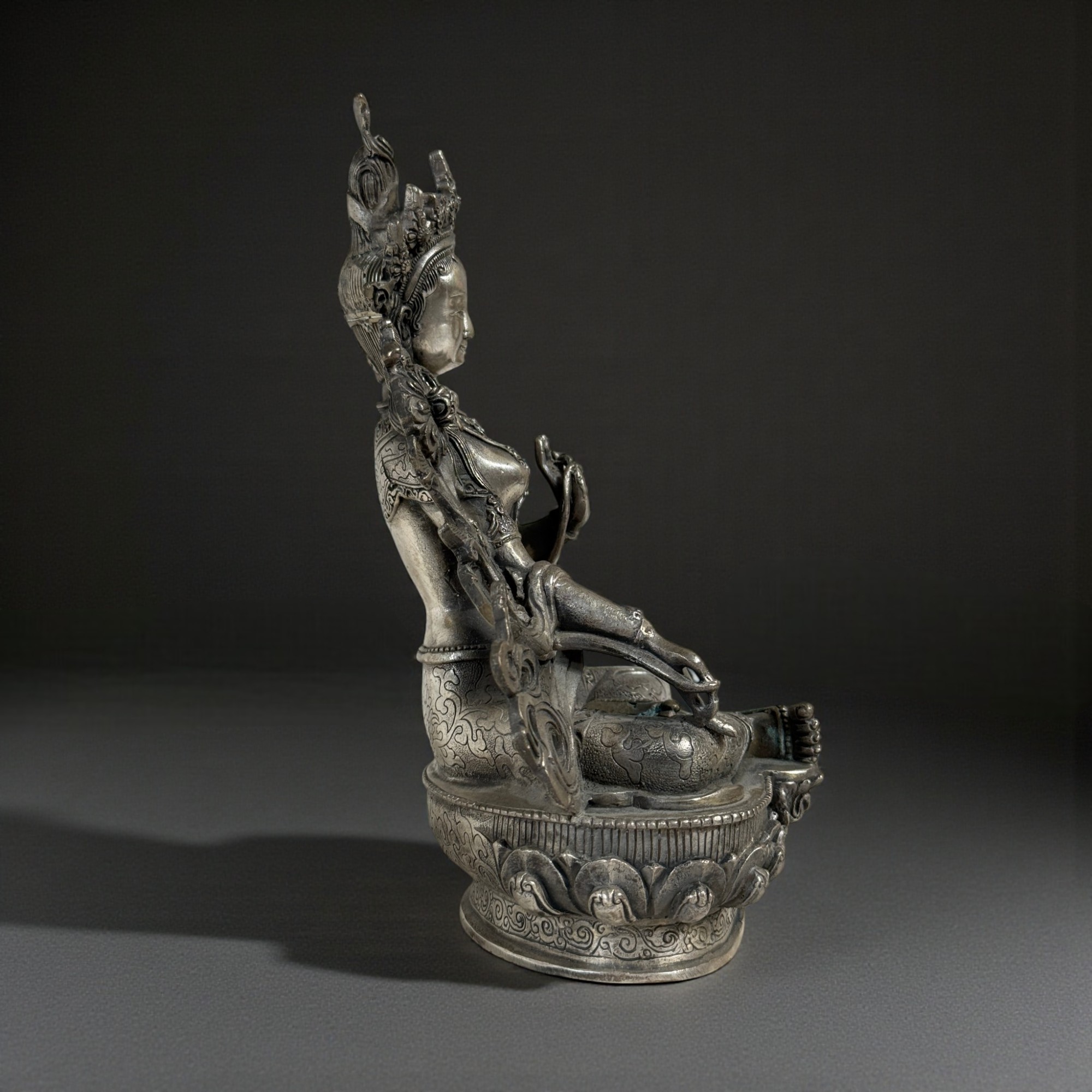 Grüne Tara Bronze Buddhafigur Tibet China Bodhisattva Sammlerstück