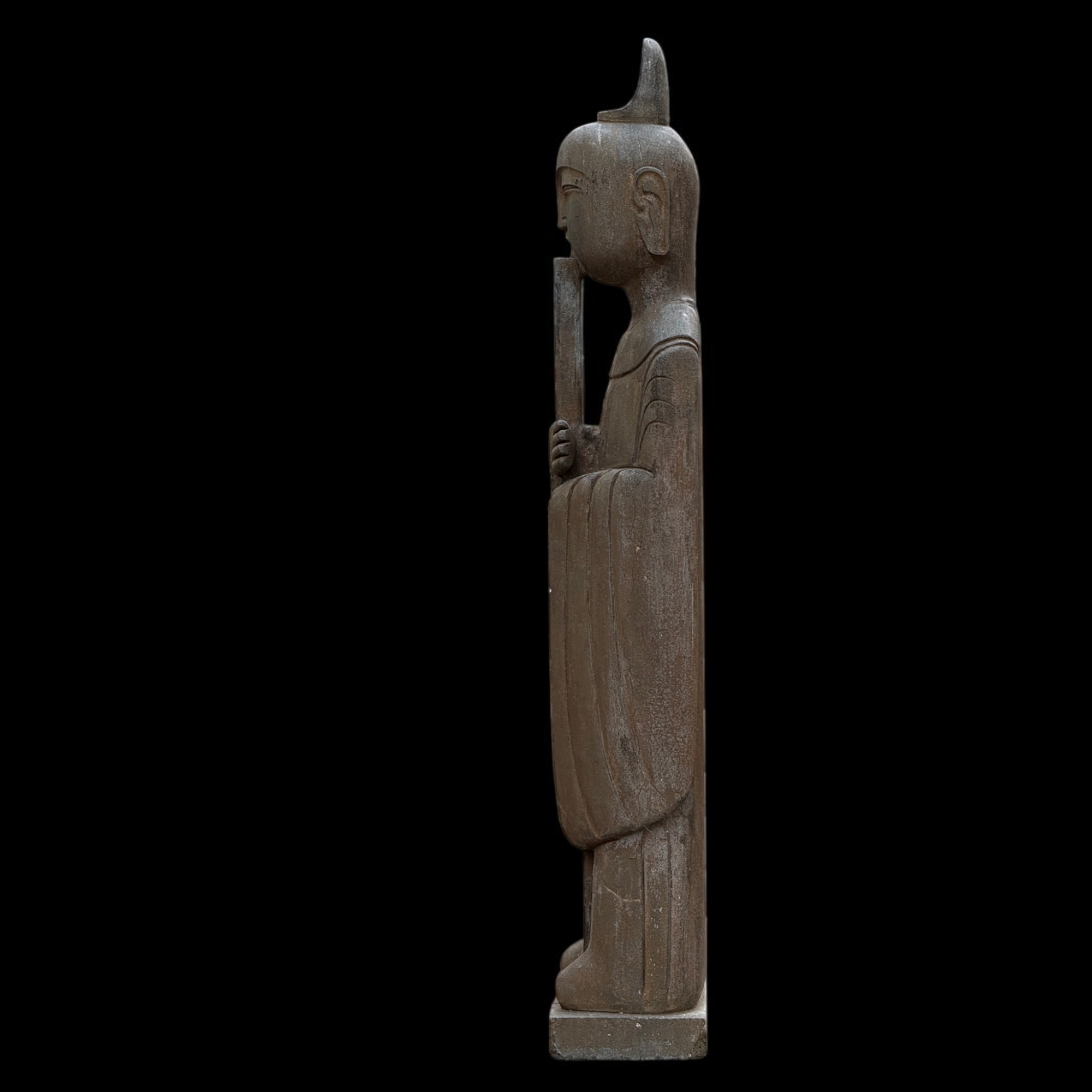 Chinesischer Gelehrter mit Bambusflöte Naturstein Garten Statue 121cm