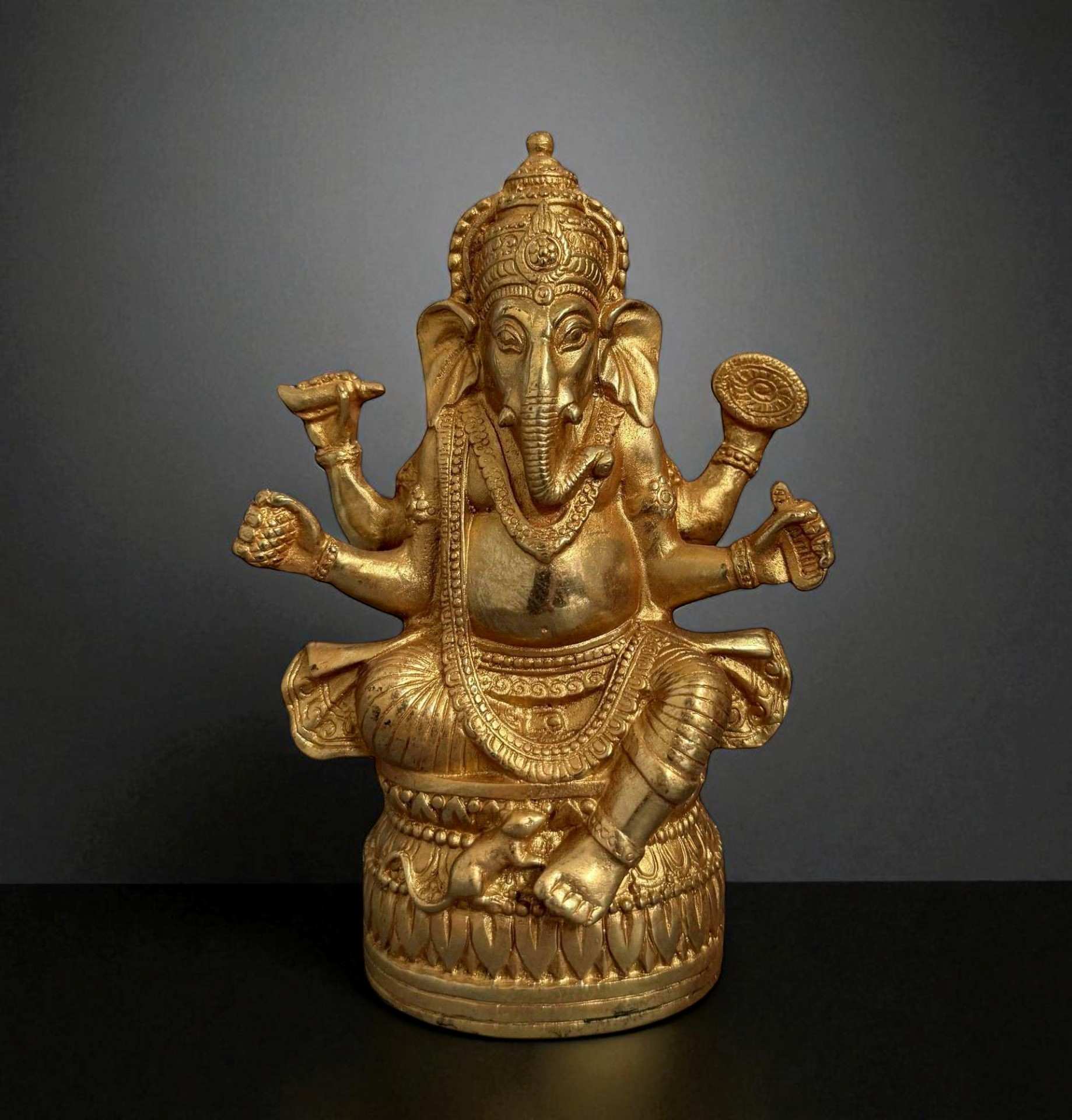 Ganesha Figur Bronze Skulptur - hinduistischer Elefantengott