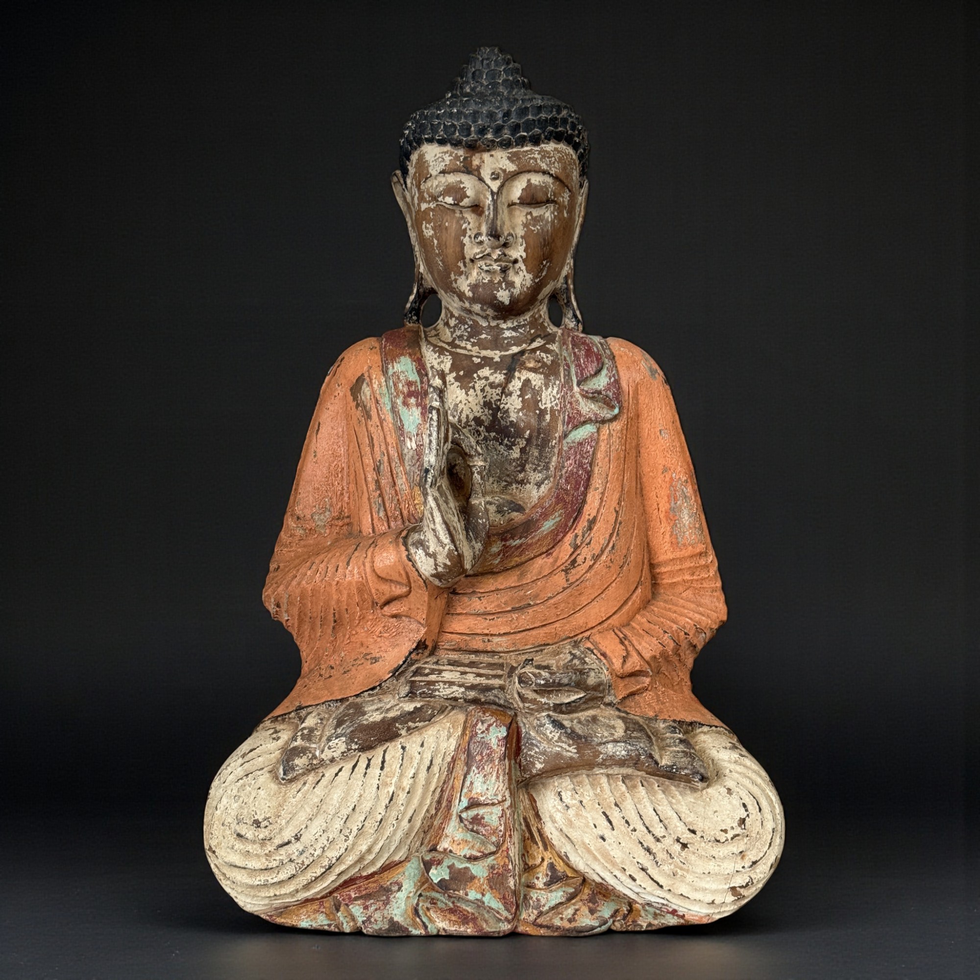 Großer Holz Buddha Skulptur - Vitarka Mudra - 62 cm groß