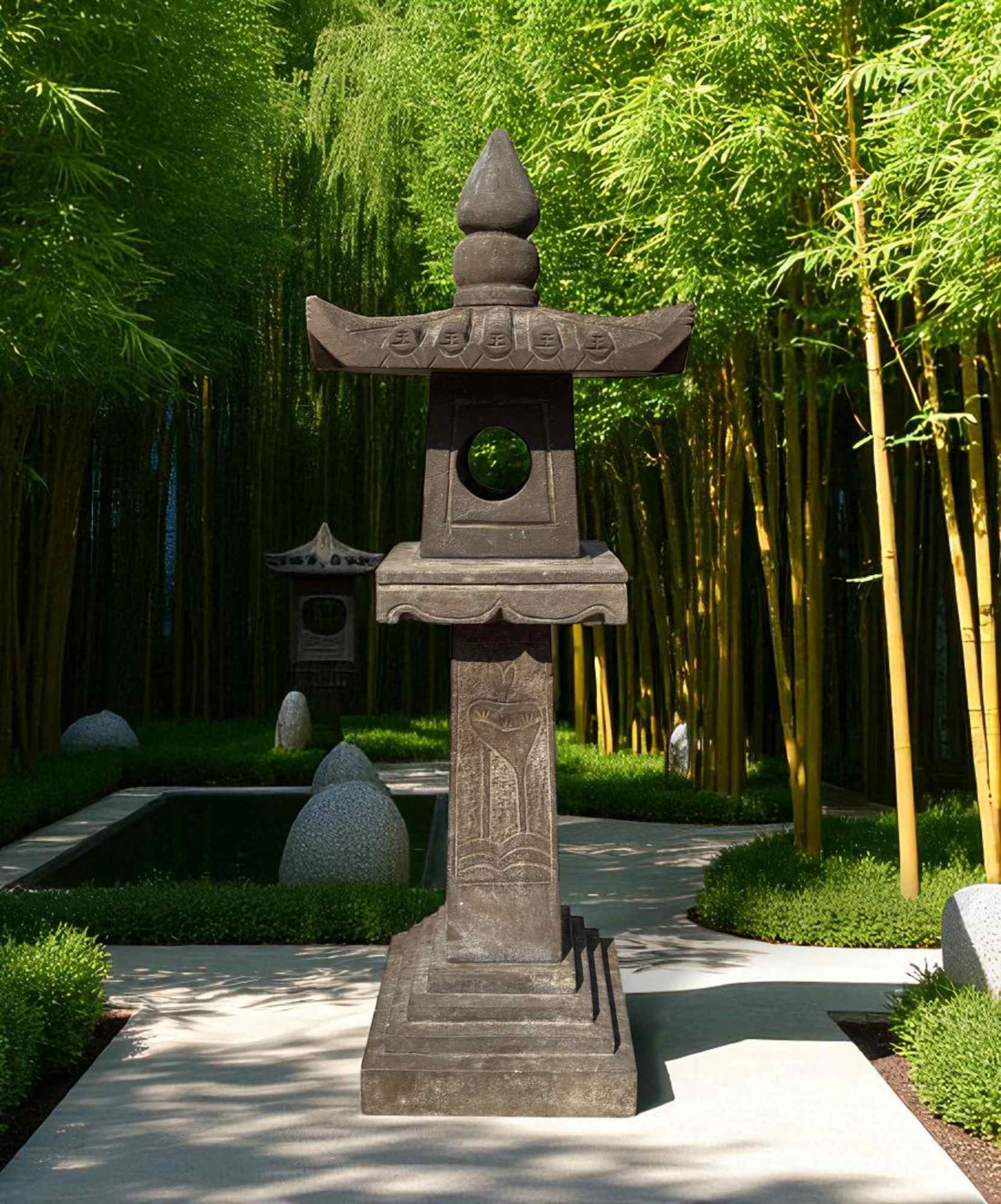 Chinesisches Geisterhaus Steinlaterne China Pagode 100 cm