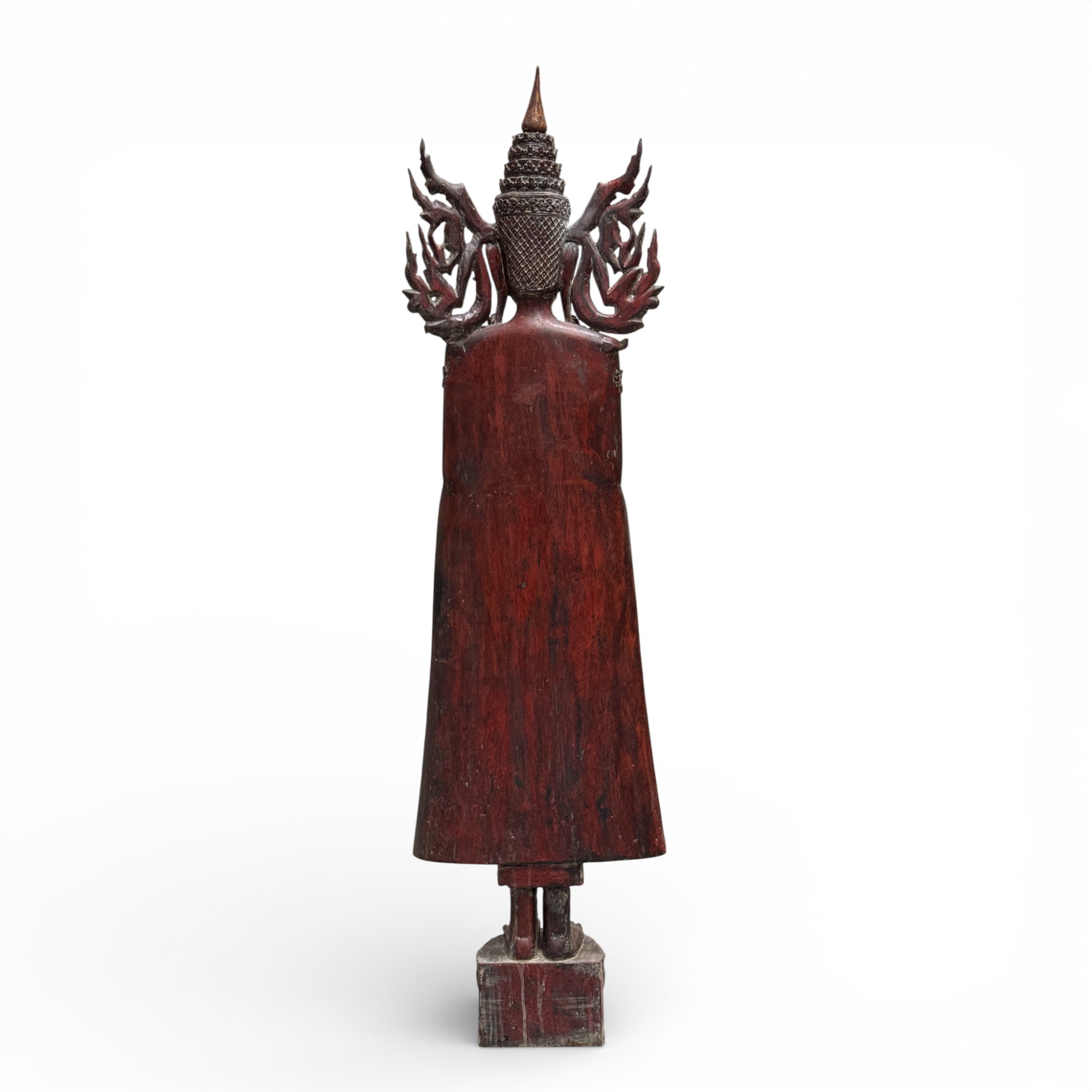 Königs-Buddha Statue Birma Teak Holz Skulptur Wunschgewährungs Geste