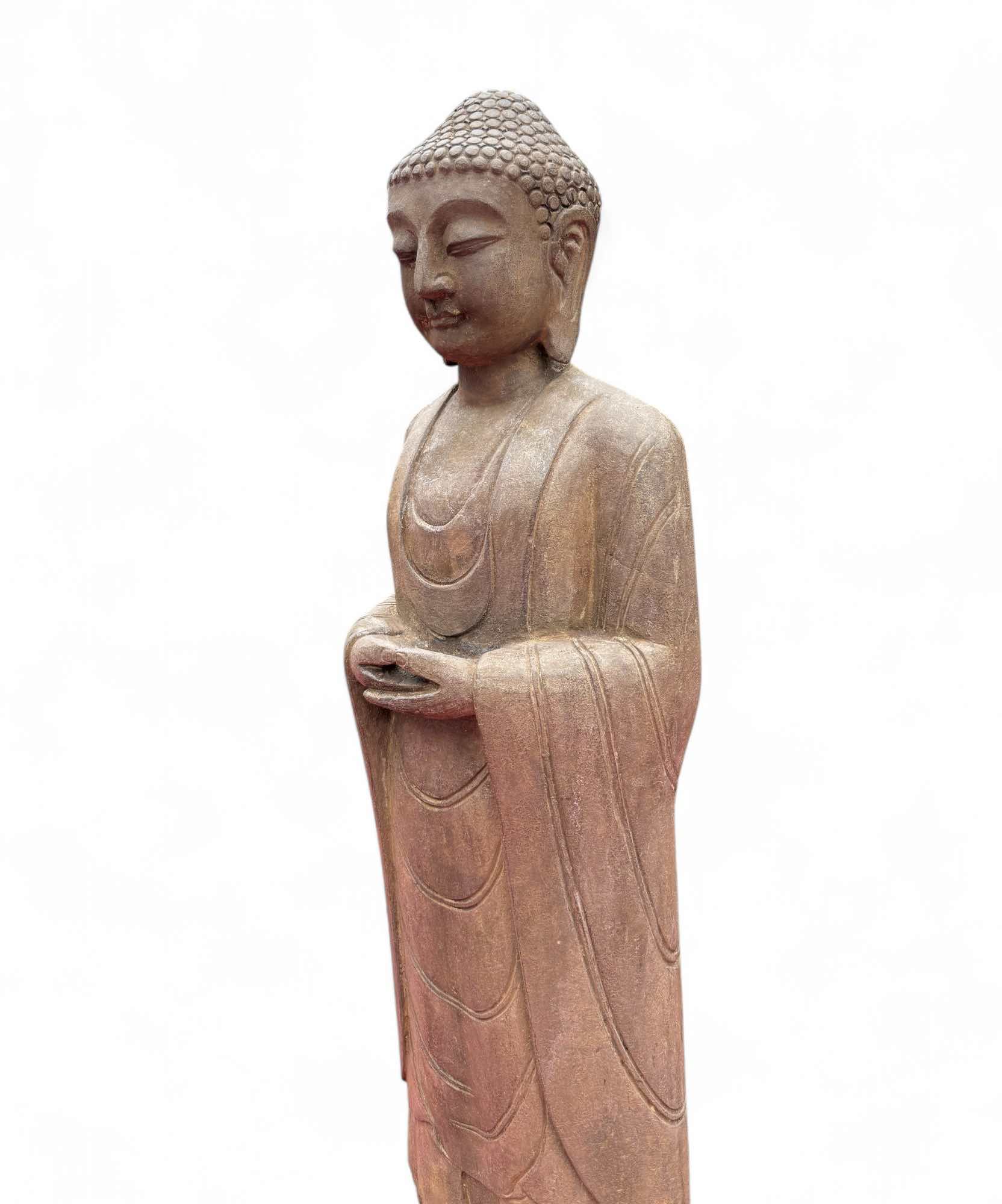 Garten Buddha Statue Naturstein Figur Meditations Geste
