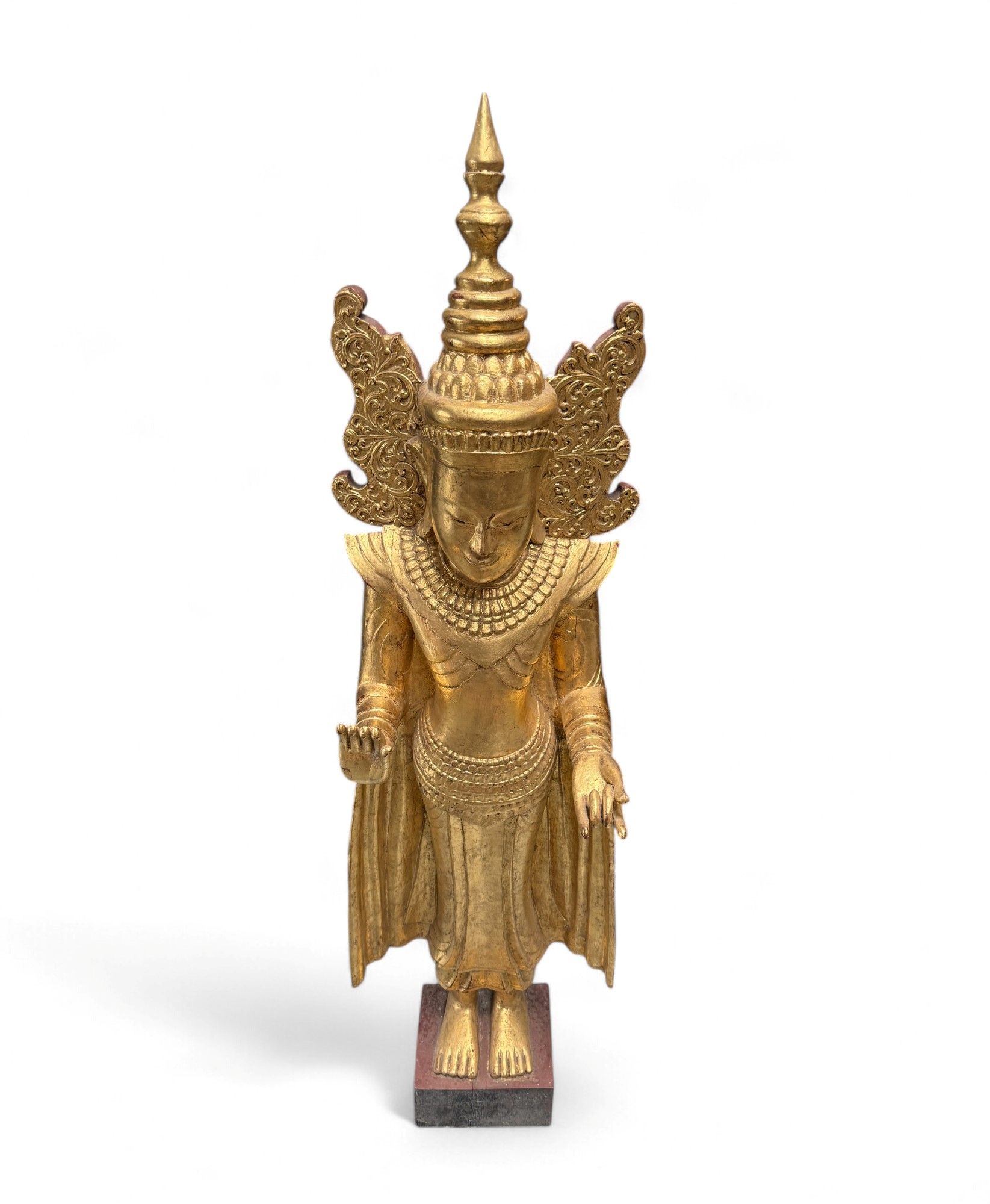 Buddha Statue Birma Teak Holz Skulptur Schutzgeste
