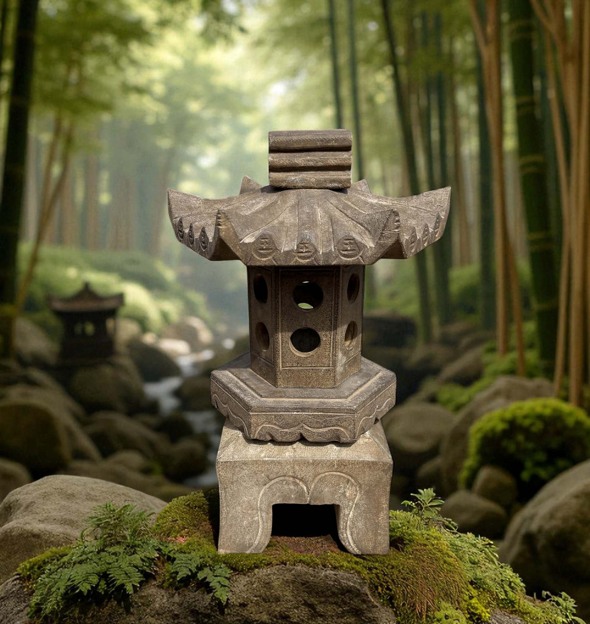 Asiatische Steinlaterne Geisterhaus Ahnenhaus Garten