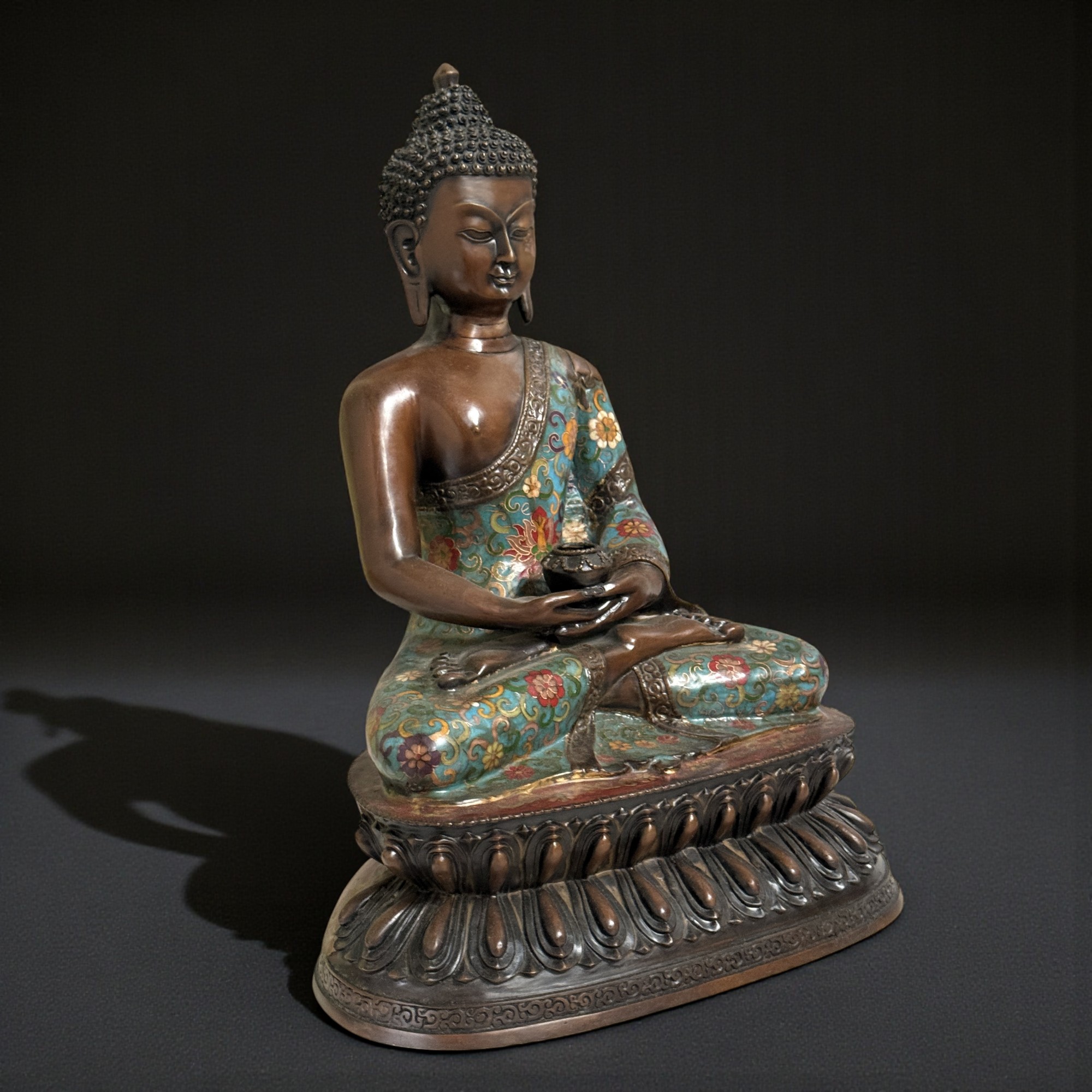 Buddha Figur Bronze China Cloisonne Skulptur 44cm groß