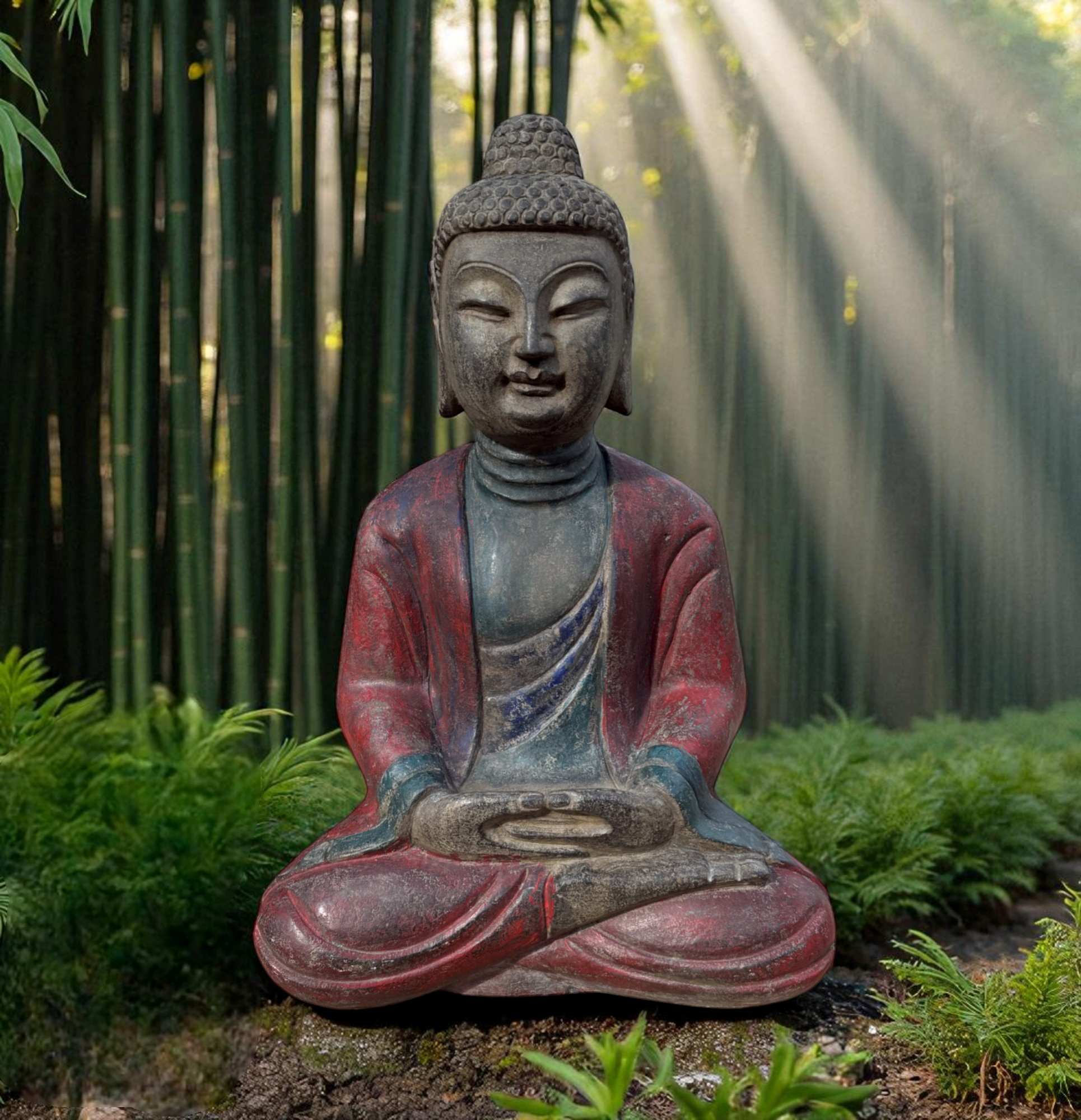 Garten Buddha Statue Naturstein Figur Meditation Geste