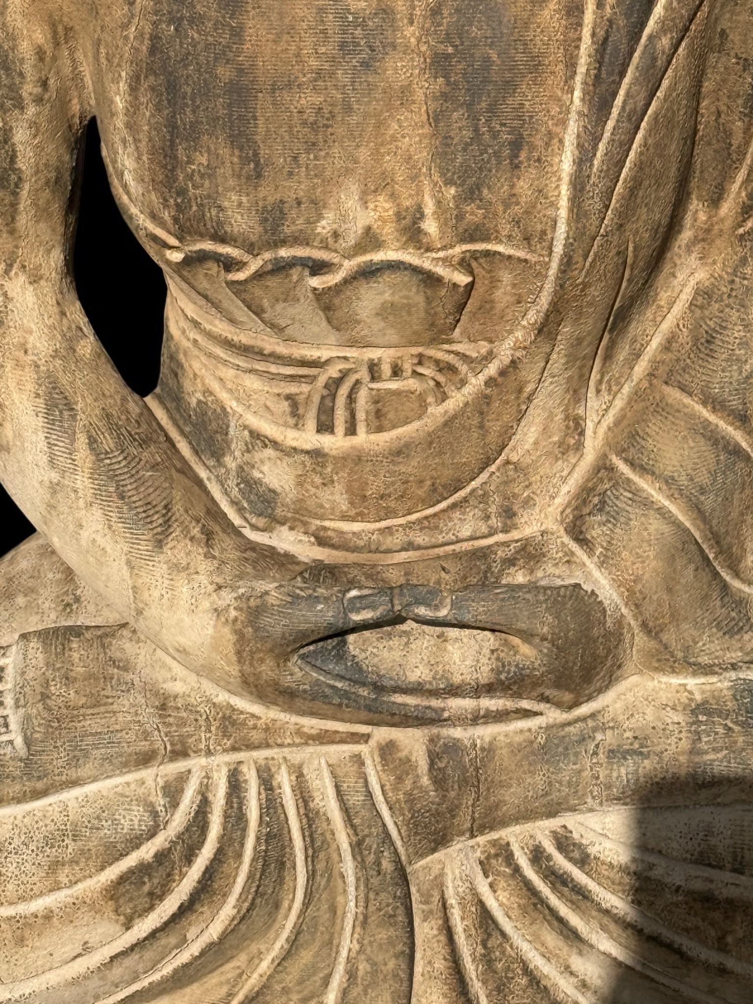 Garten Buddha Skulptur Naturstein Kalkstein meditierend 60cm