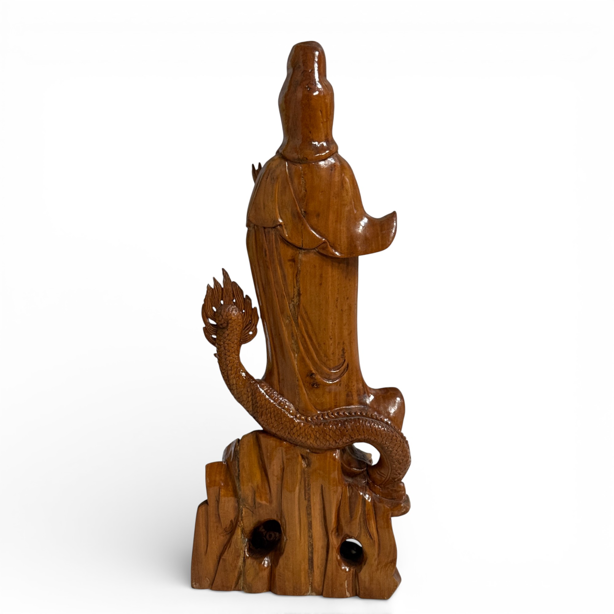 Holz Buddha Statue Guan Yin Skulptur 47 cm groß