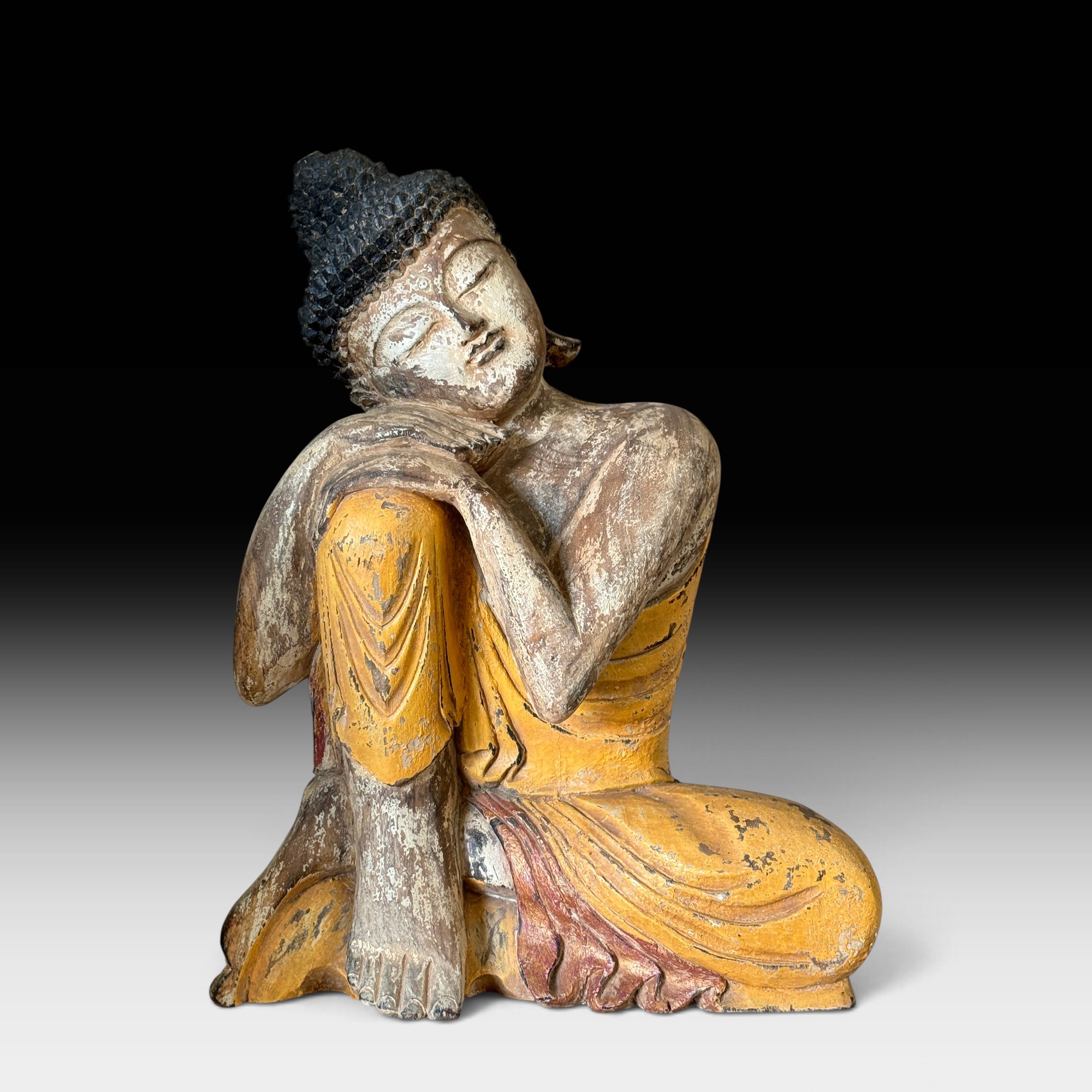 Schlafender Buddha aus Suarholz – handgeschnitzt, ruhend, Indonesien, 52 cm