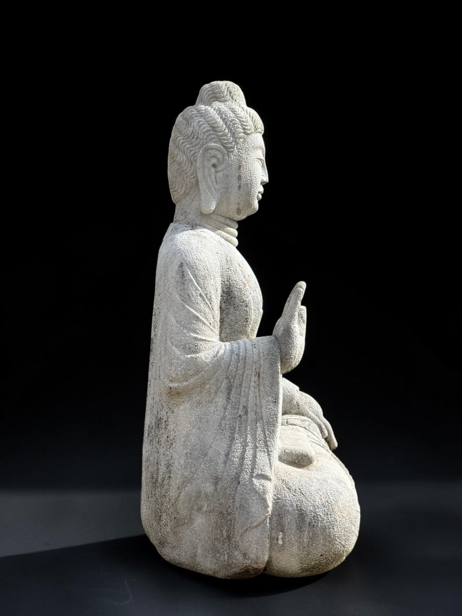 Große Garten Buddha Statue Marmorstein Schutzgeste 113cm Tibet-China