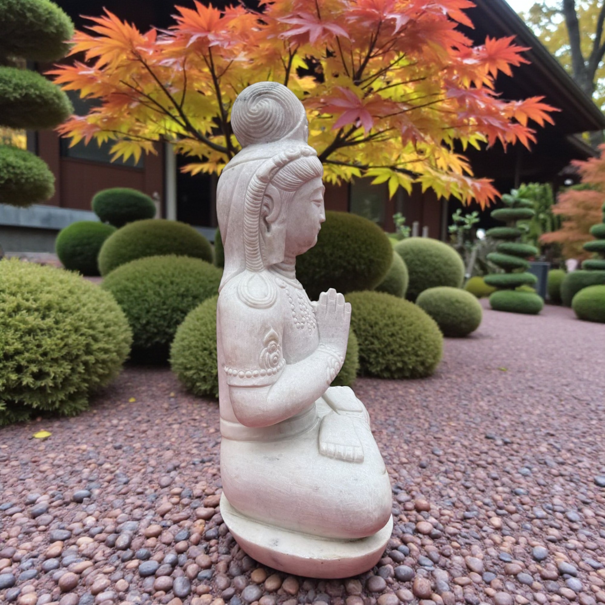 Guanyin Garten Buddha Skulptur Marmor Stein 65cm groß
