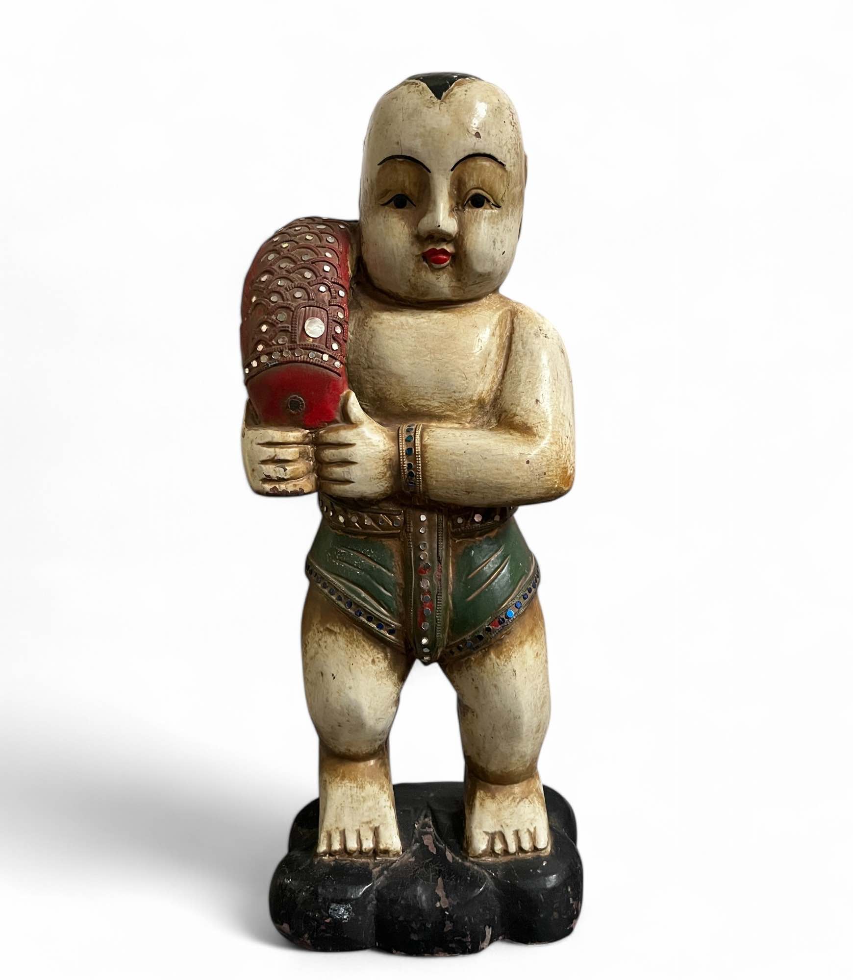 Shaolin Mönch Holz Figur China 50 cm groß