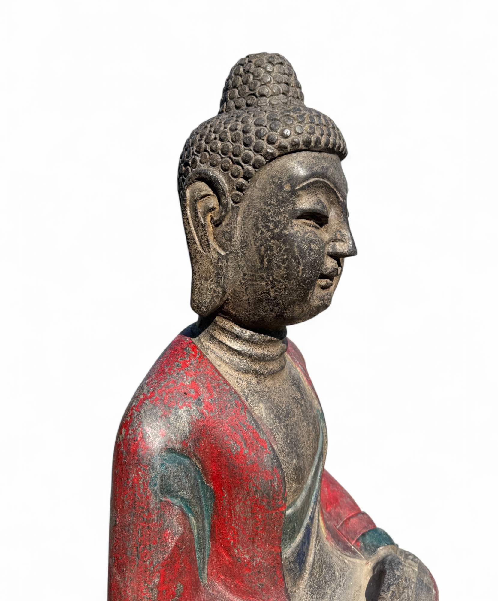 Garten Buddha Statue Naturstein Figur Meditation Geste