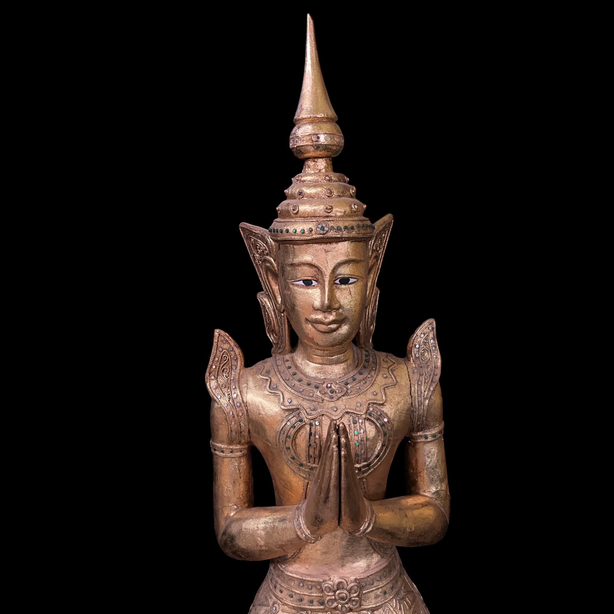 Thailändischer Tempelwächter Teppanom Holz Skulptur 94 cm
