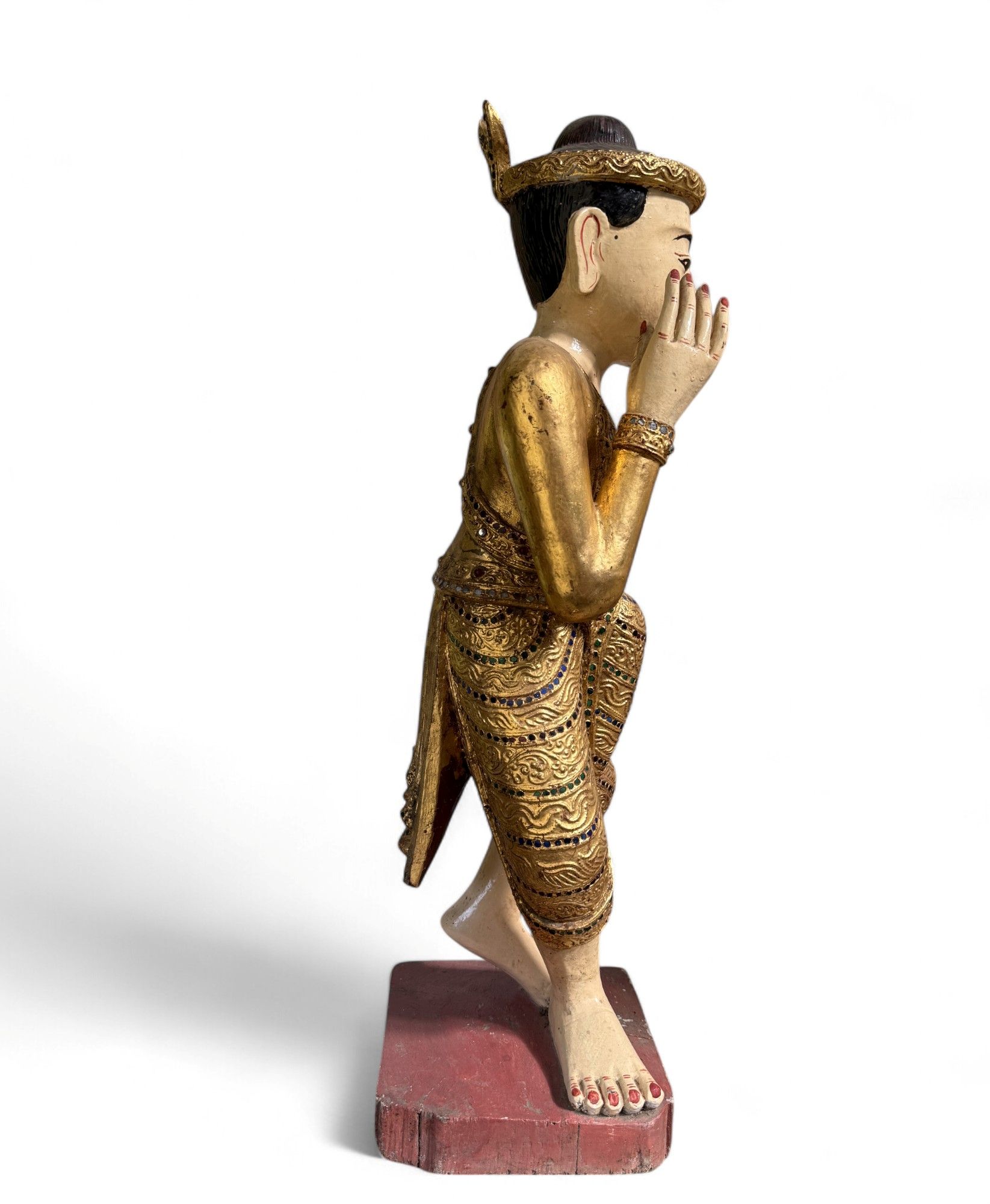 Alte Nat Skulptur aus Burma - Teak Holz Statue