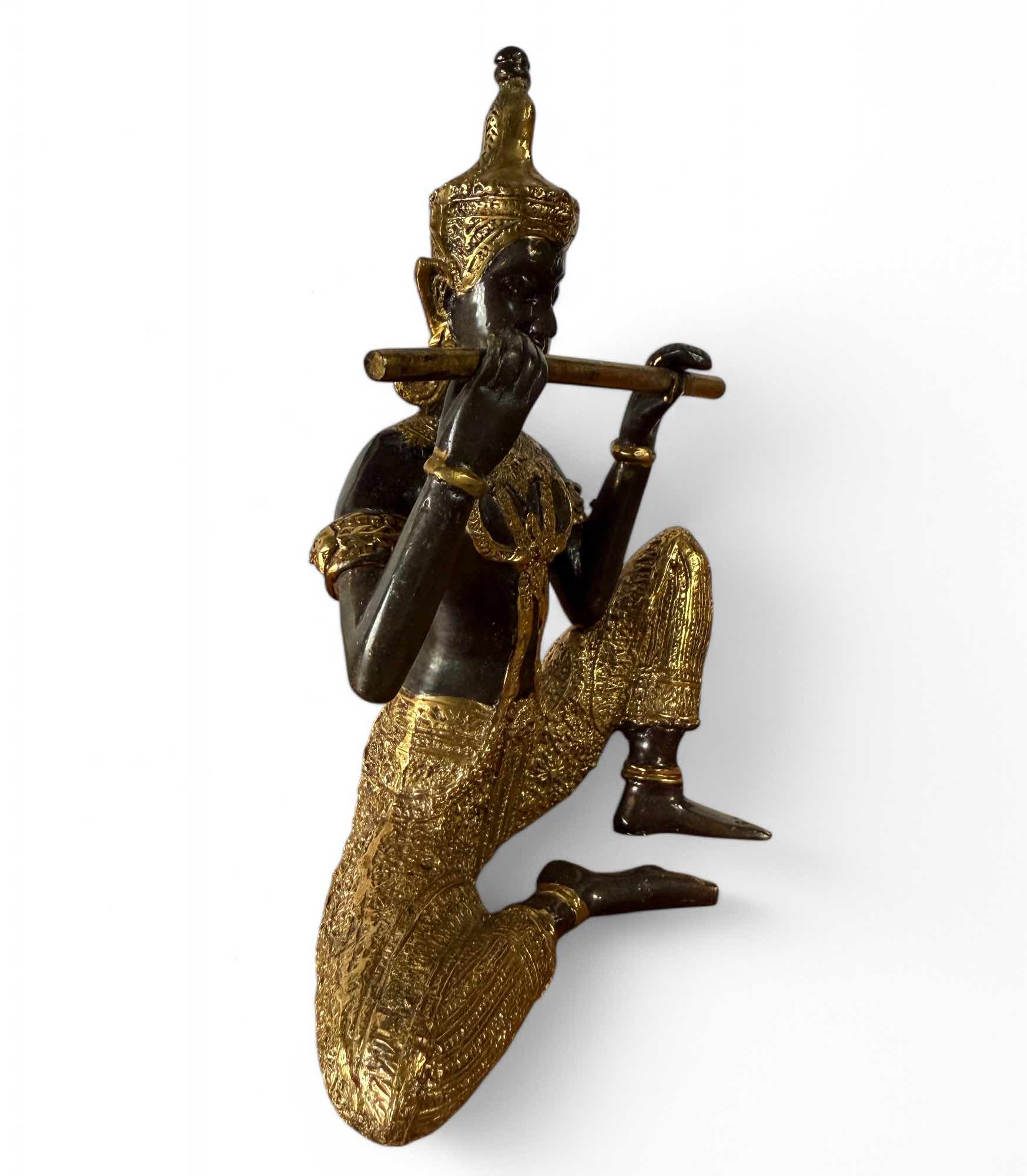 Thailändischer Tempelwächter Musiker Bronze Figur