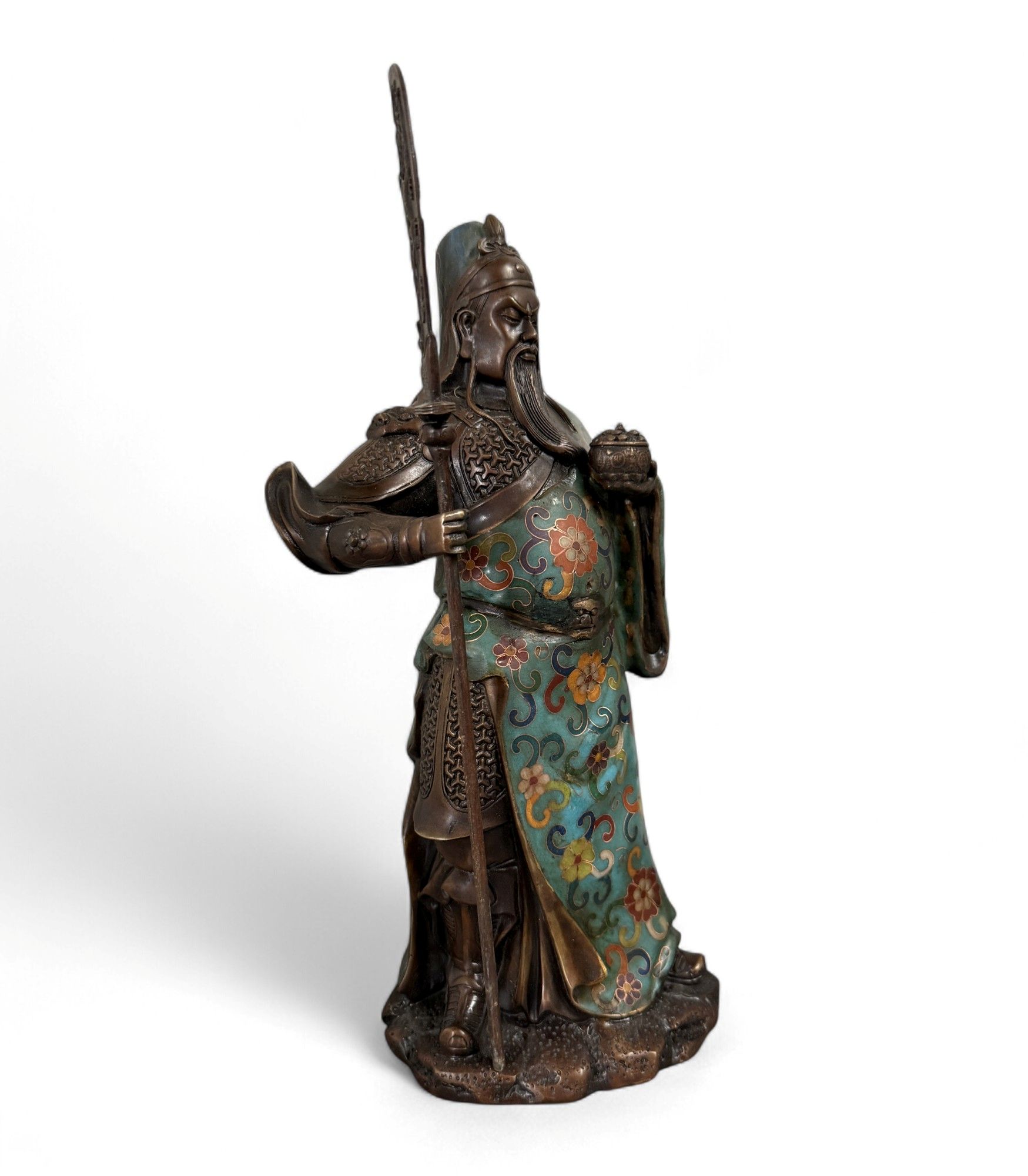 General Guan Yu China Bronze Krieger Figur Cloisonne Skulptur