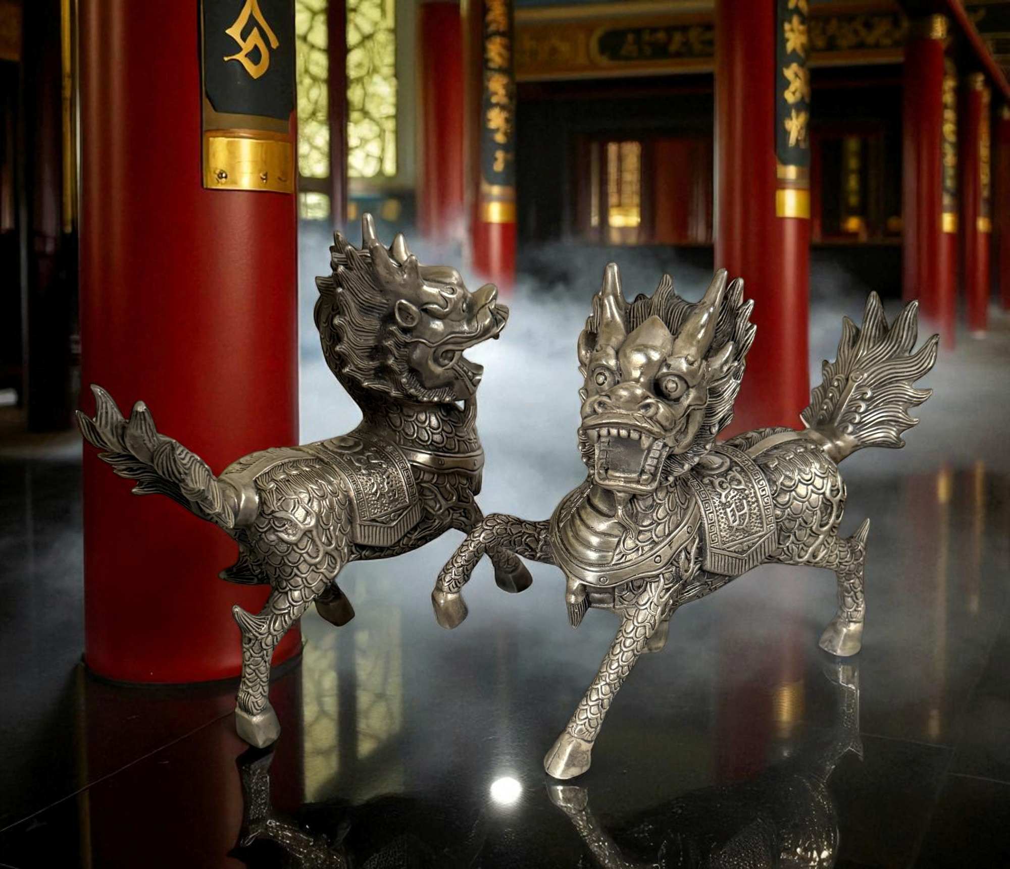 Qilin Drachen-Löwen aus Bronze – Mythische Glücks- & Schutzsymbole