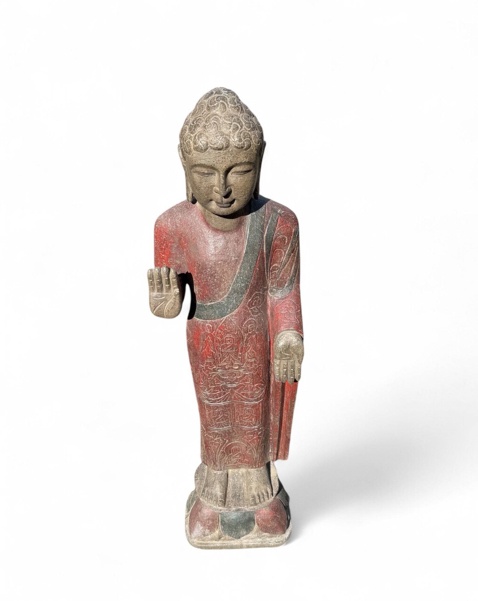Garten Buddha Statue stehende Skulptur Schutz Geste 120 cm groß