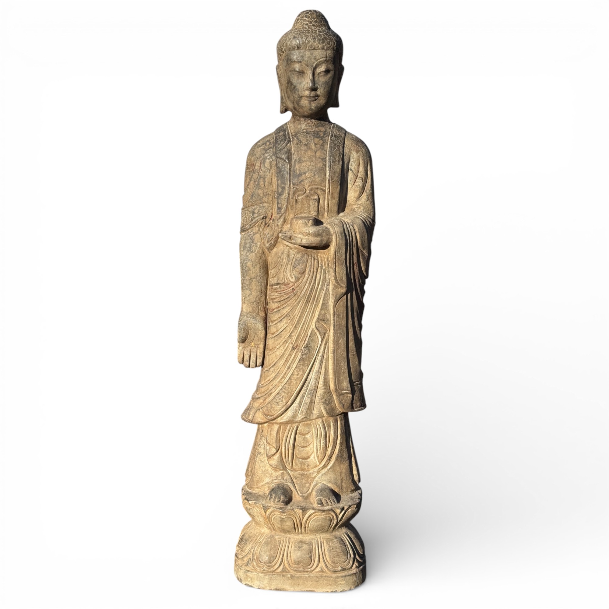 Stein Buddha Statue Garten Skulptur 119 cm groß