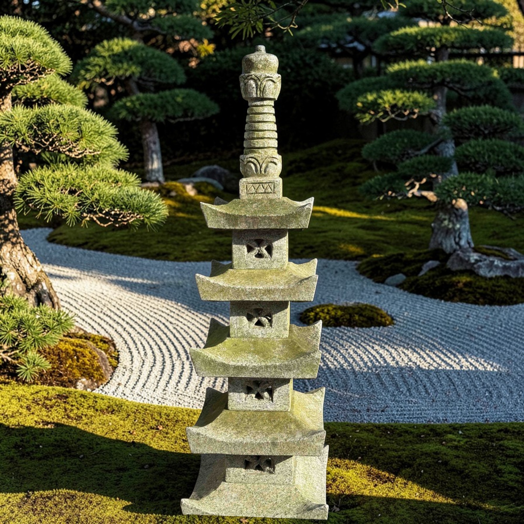Japan Garten Pagode Steinlaterne aus Granitstein 135 cm groß