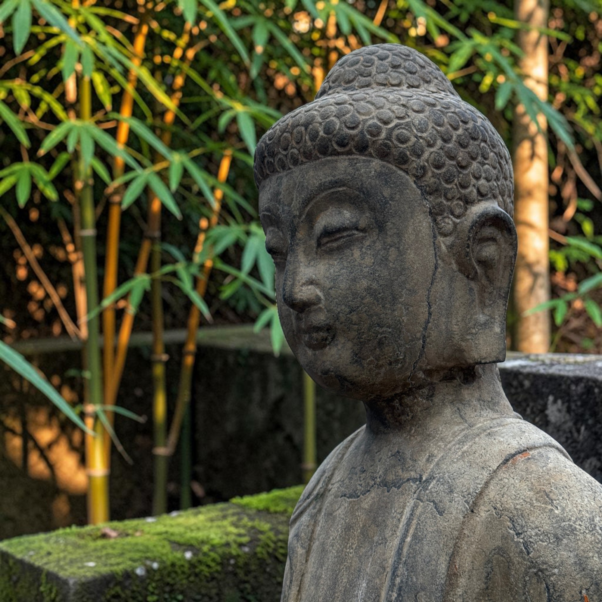 Stein Buddha Statue Garten Skulptur 120 cm groß